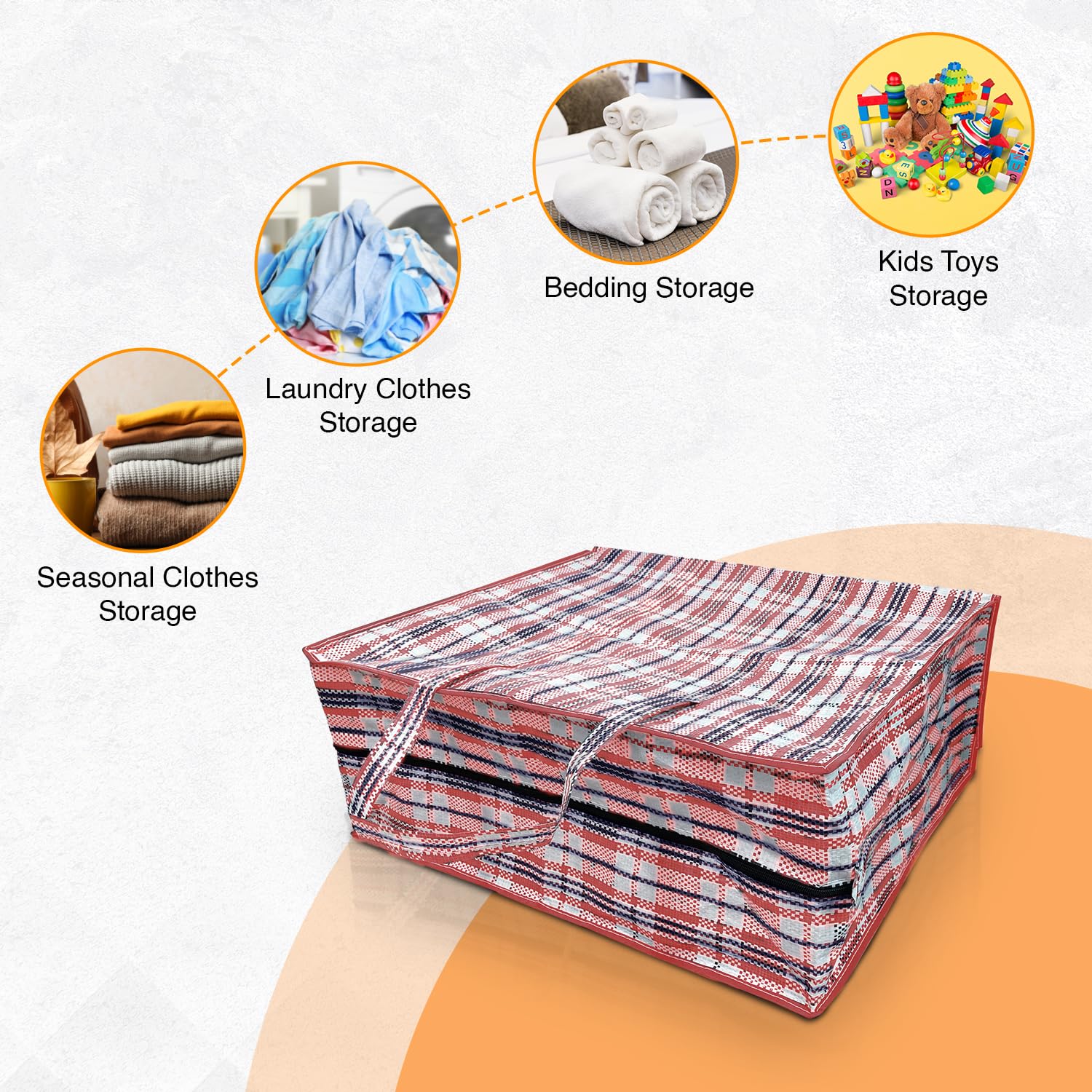 ANSIO Large Reusable Laundry Bags - Pack of 10 Storage Bags with Zipper Closure | Assorted Colors 4