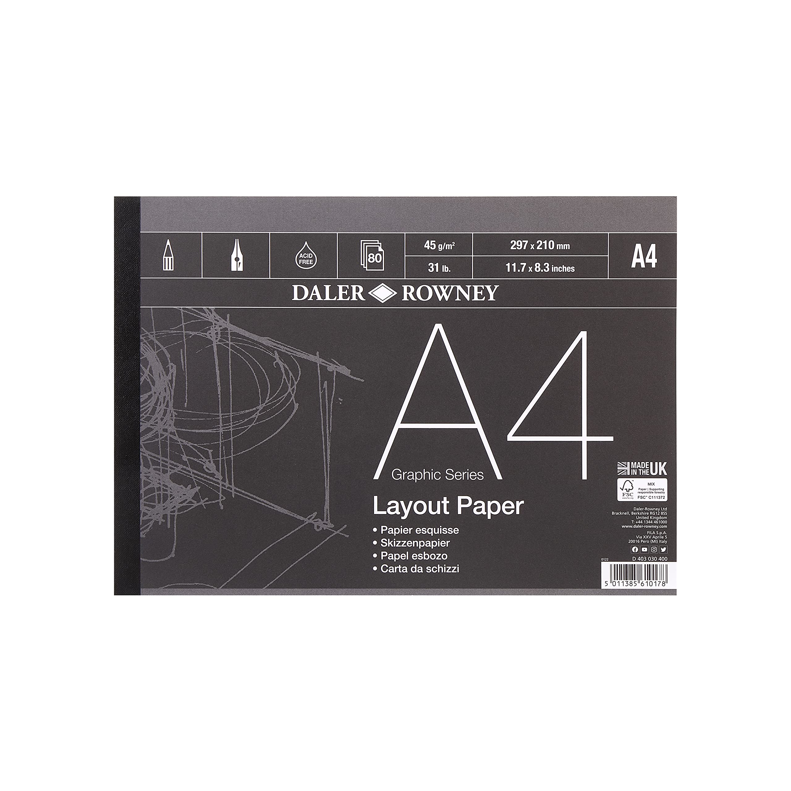 Daler Rowney Graphic Series Layout Pad - A4 Size, 45gsm, 80 Sheets 1