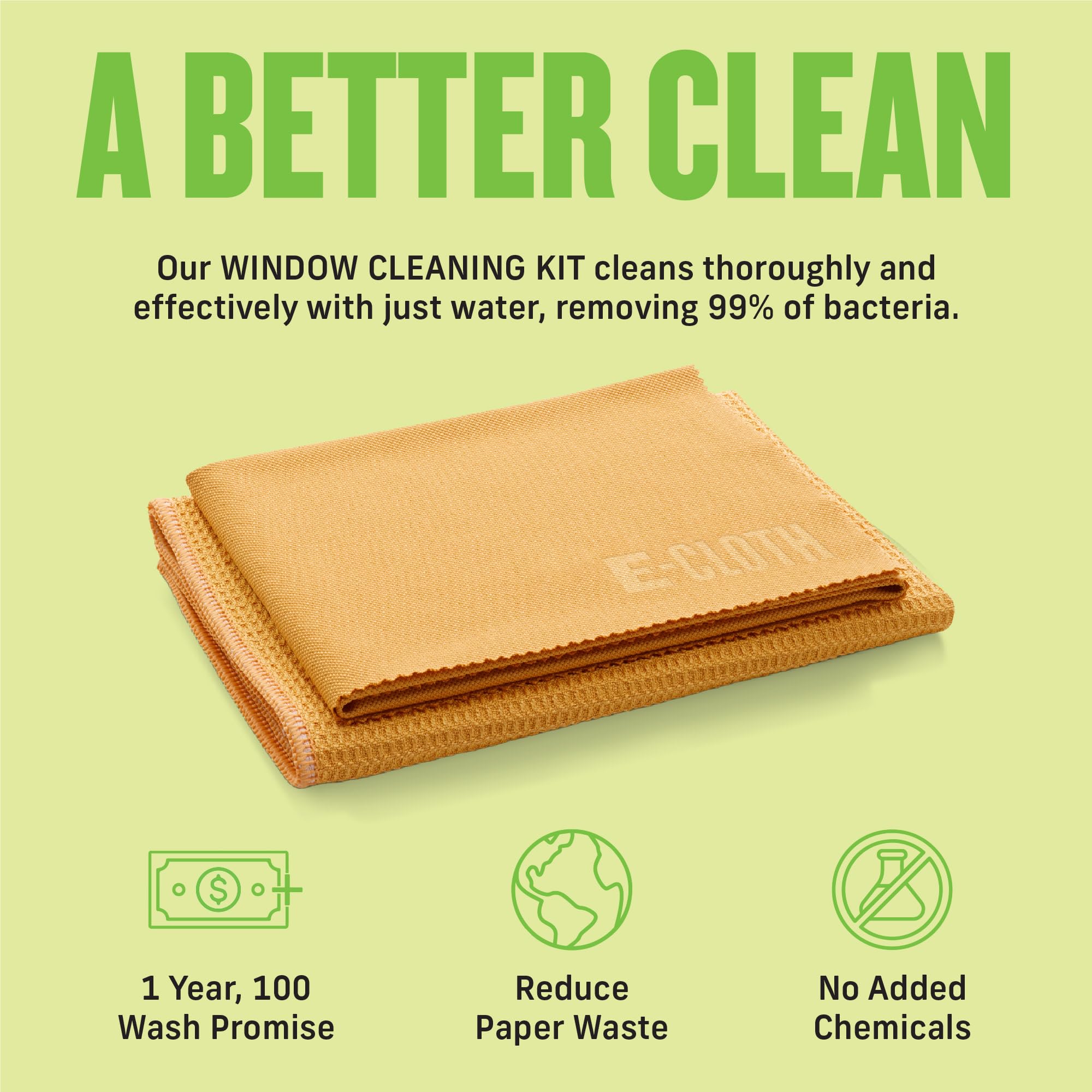 E-Cloth Window Cleaning Set - Streak-Free Microfibre Cloths | 2 Cloth Set | 300 Wash Guarantee 4