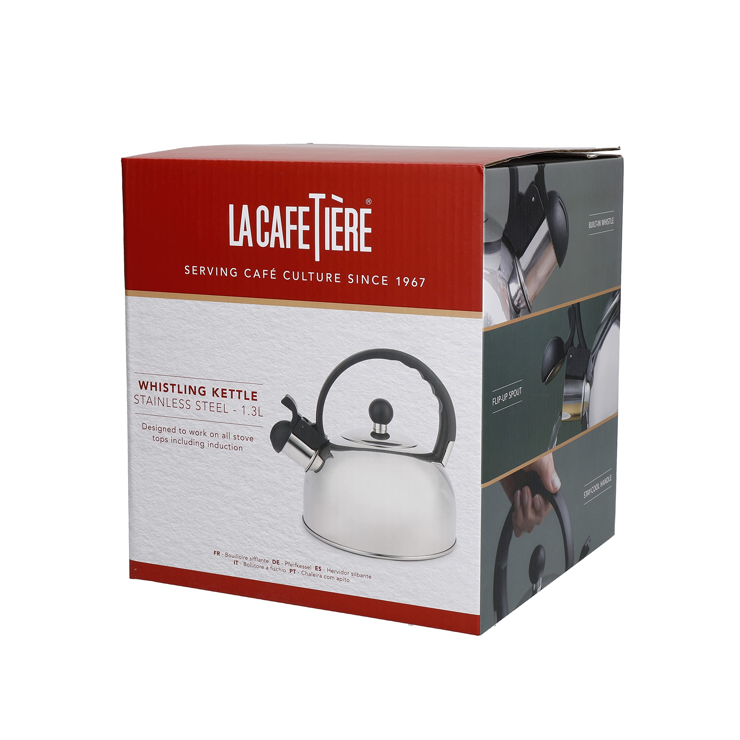 La Cafetière Stainless Steel Whistling Stovetop Kettle - 1.3L Capacity | Induction Safe