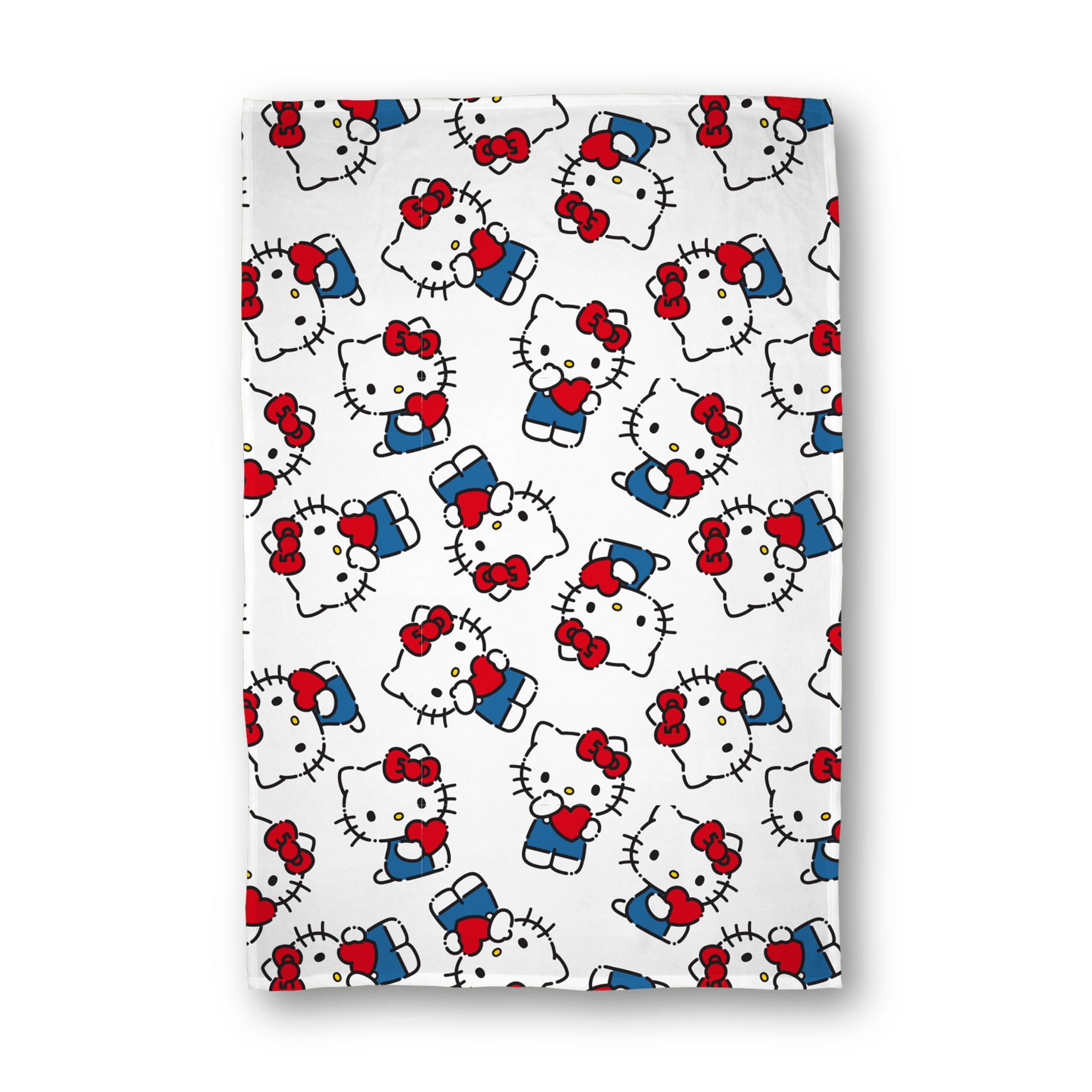 Character World Hello Kitty Fleece Blanket - Heart Pattern | 100 x 150cm | Super Soft & Warm 1