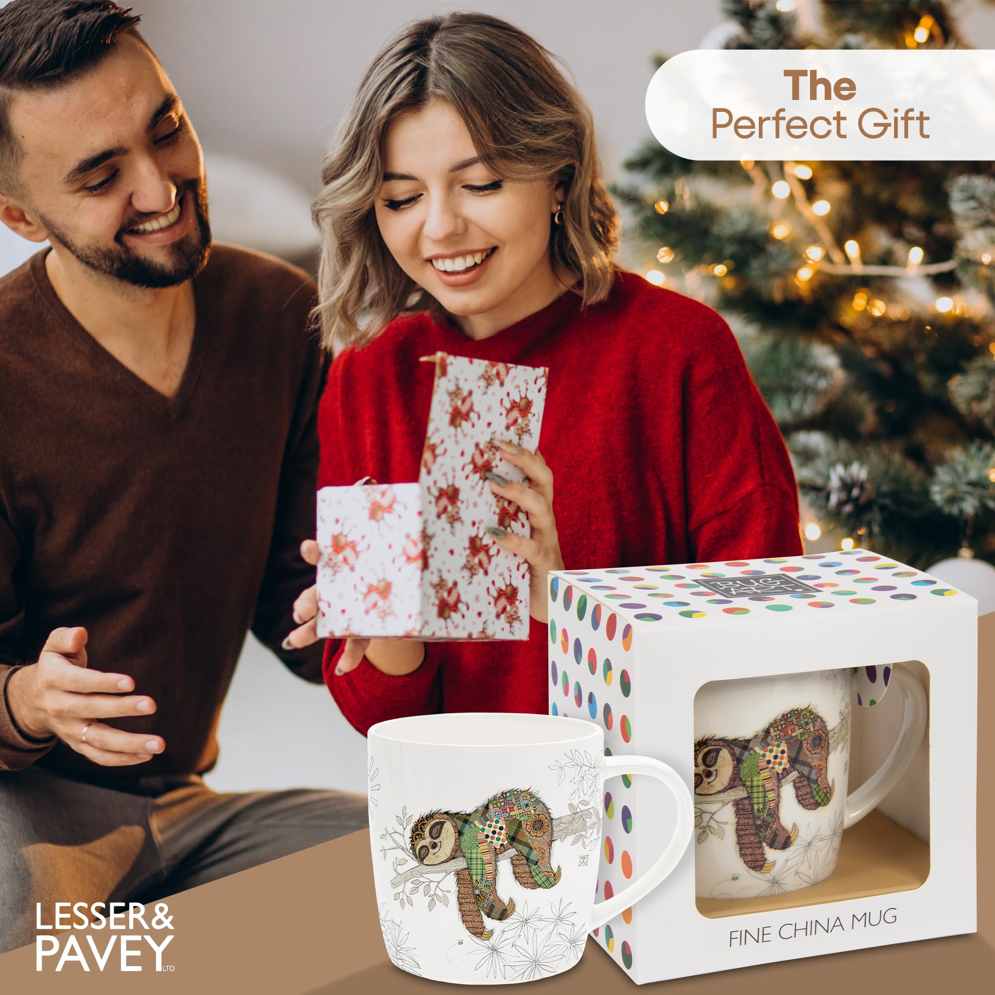 Lesser & Pavey Simon Sloth Ceramic Coffee Mug | Dishwasher Safe | 11 cm x 12 cm 7