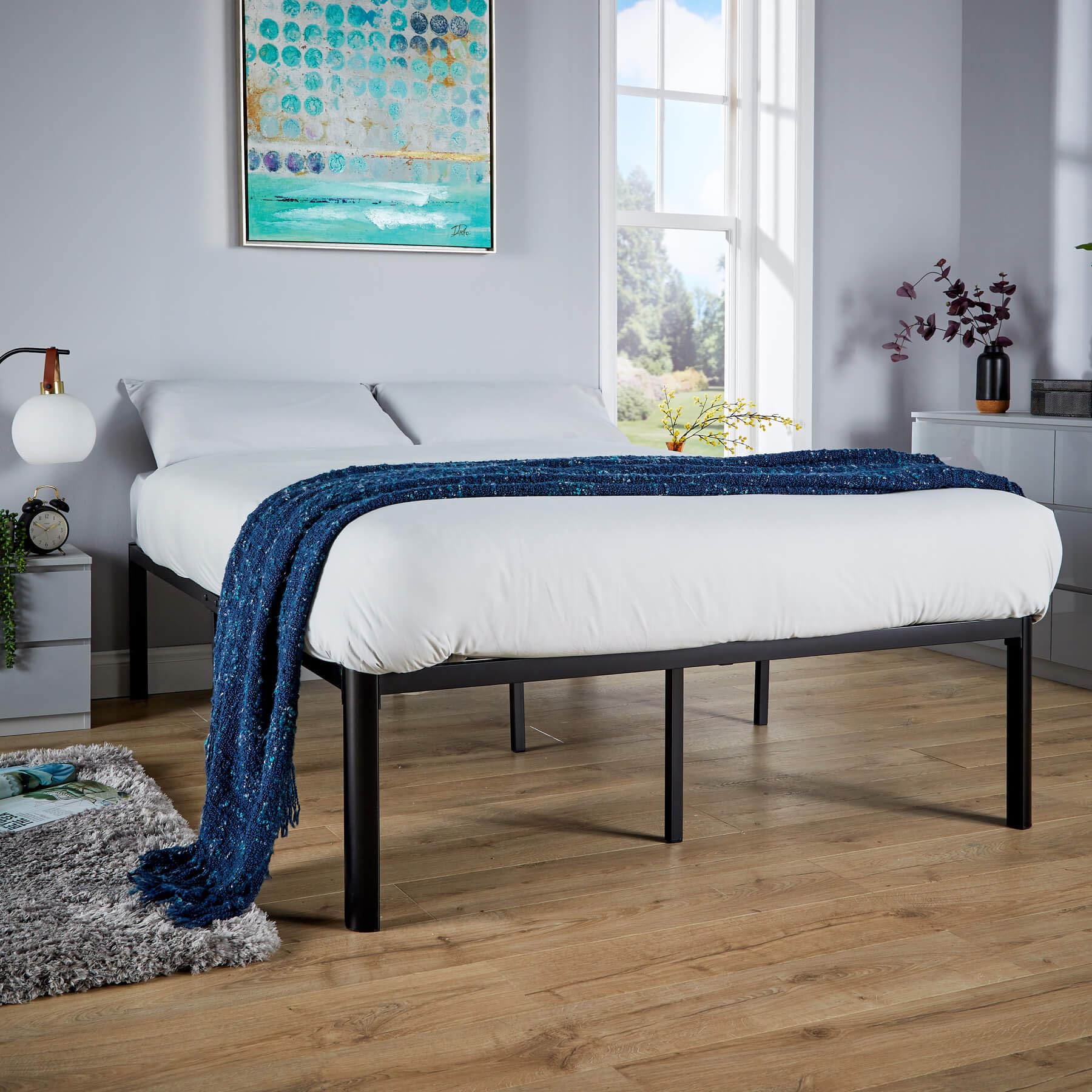 Home Source Heavy Duty Metal Bed Frame - Small Double (4ft) | Black Metal | 190 x 120 cm 5