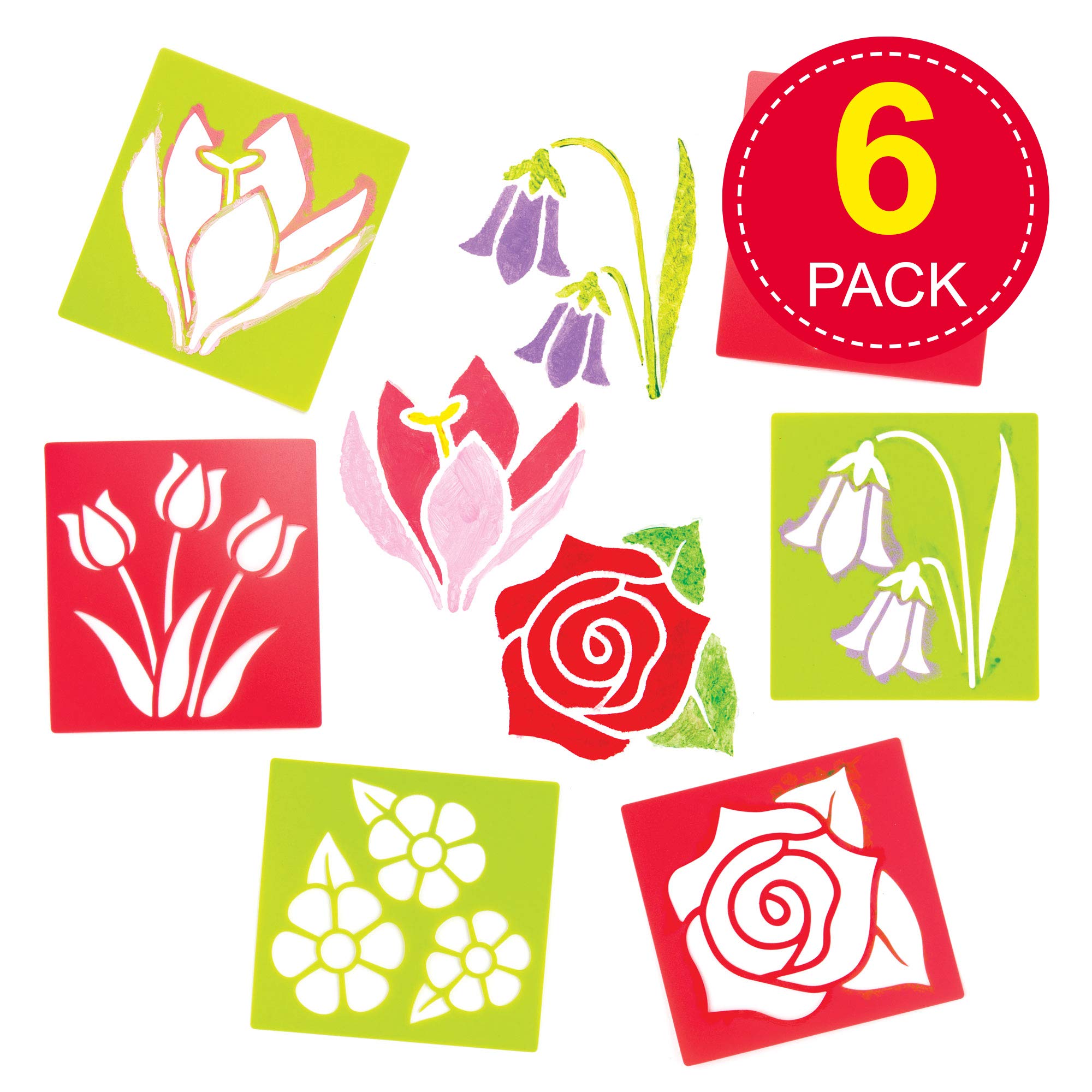 Baker Ross Flower Stencils - Pack of 6, Easter Crafts for Kids | 15cm x 14cm 2