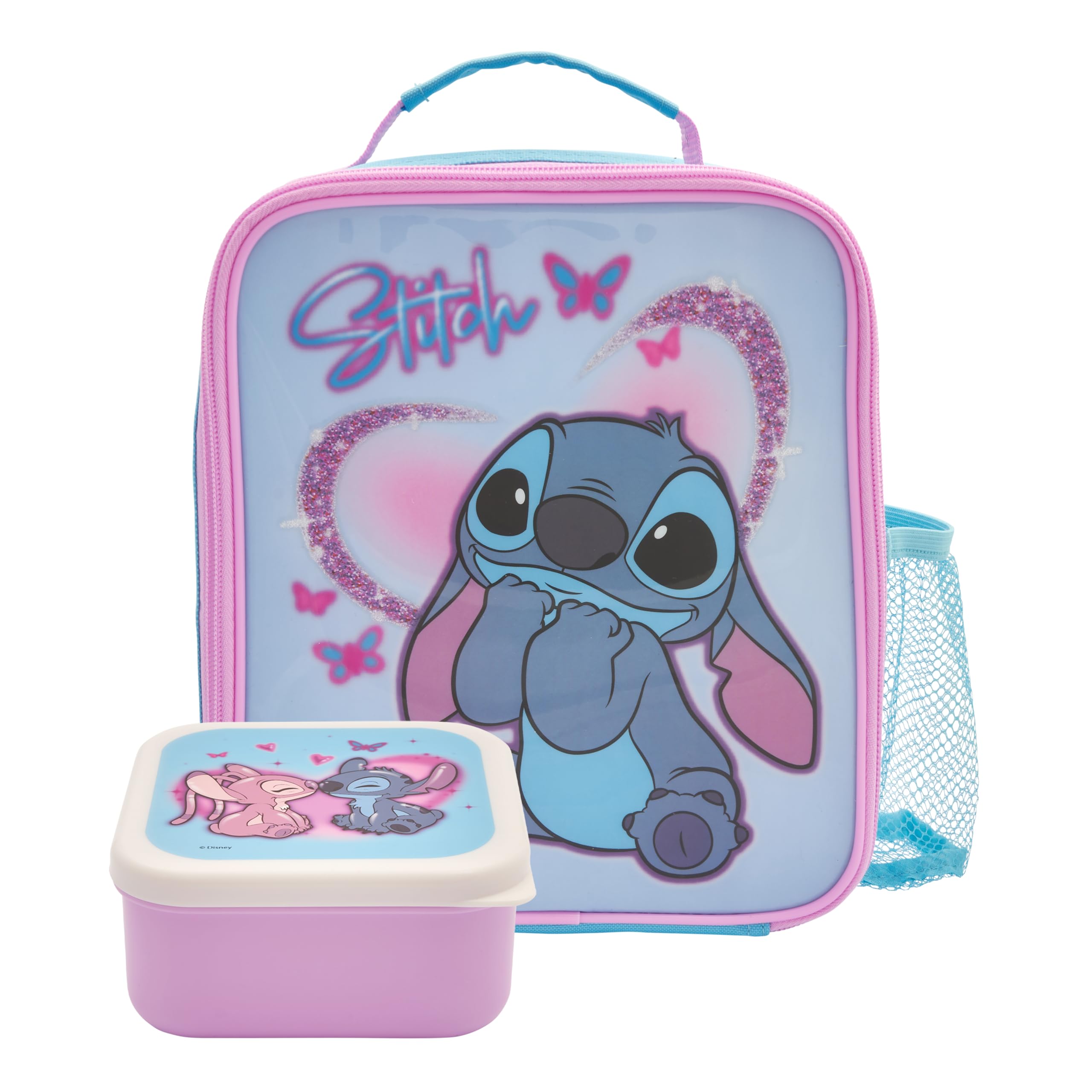 Disney Stitch Lunch Bag with Mini Lunch Box by Polar Gear - Insulated Polyester, Includes Snack Pot 1