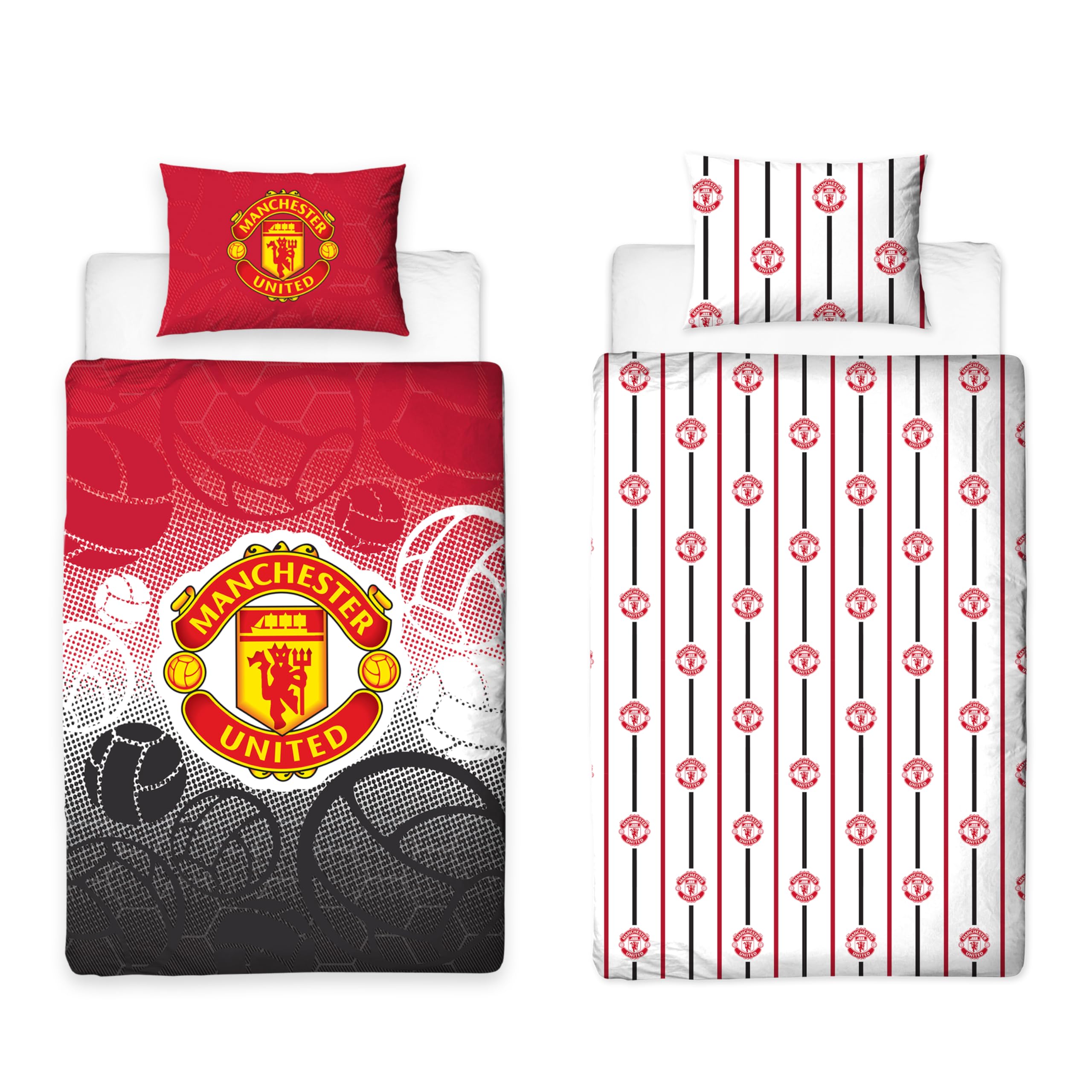 Manchester United FC Official Reversible Single Duvet Cover Set | Polycotton | 2 Pieces 1