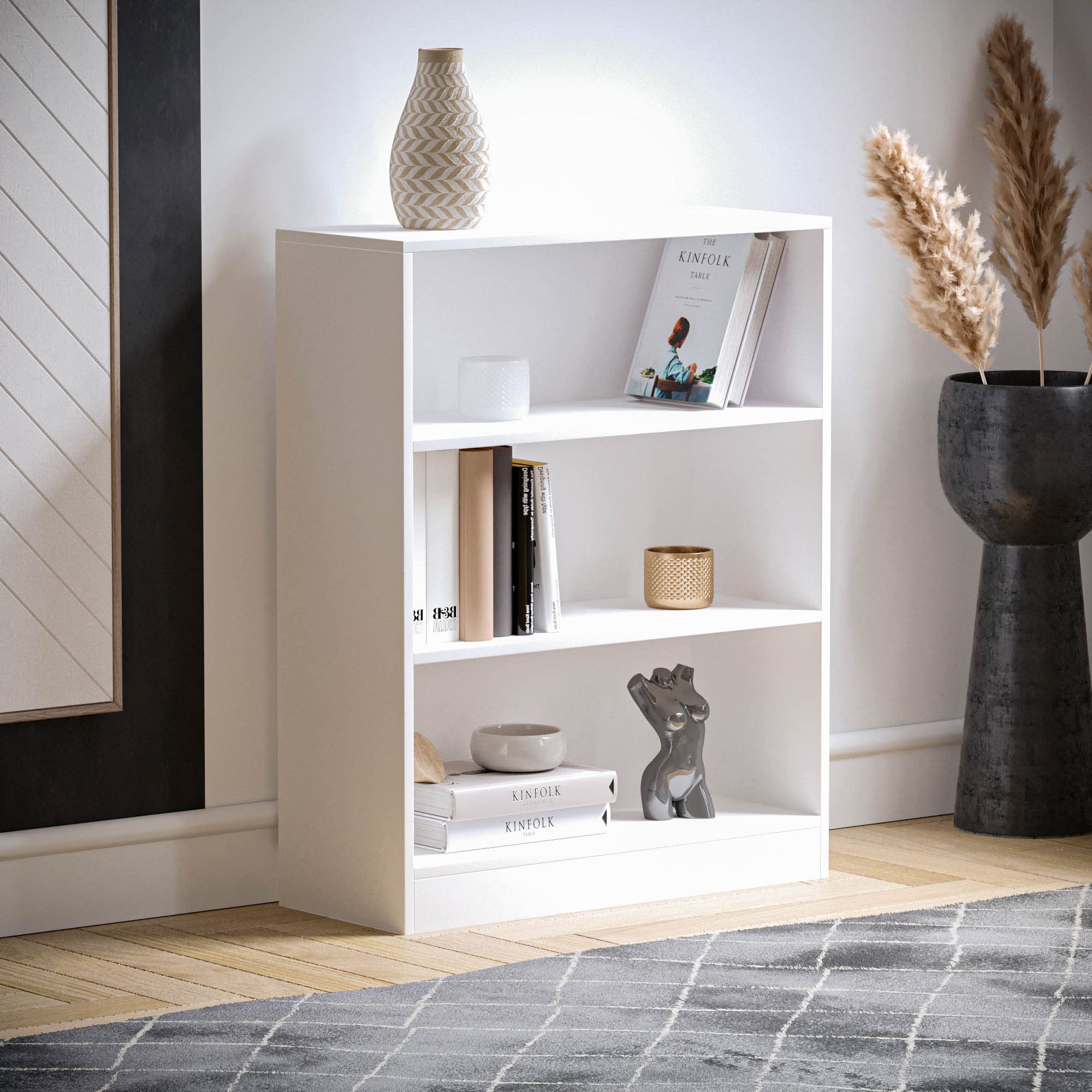 Vida Designs Cambridge Low Bookcase - 3 Tier Storage | White Finish | H 75 x W 60 cm 6