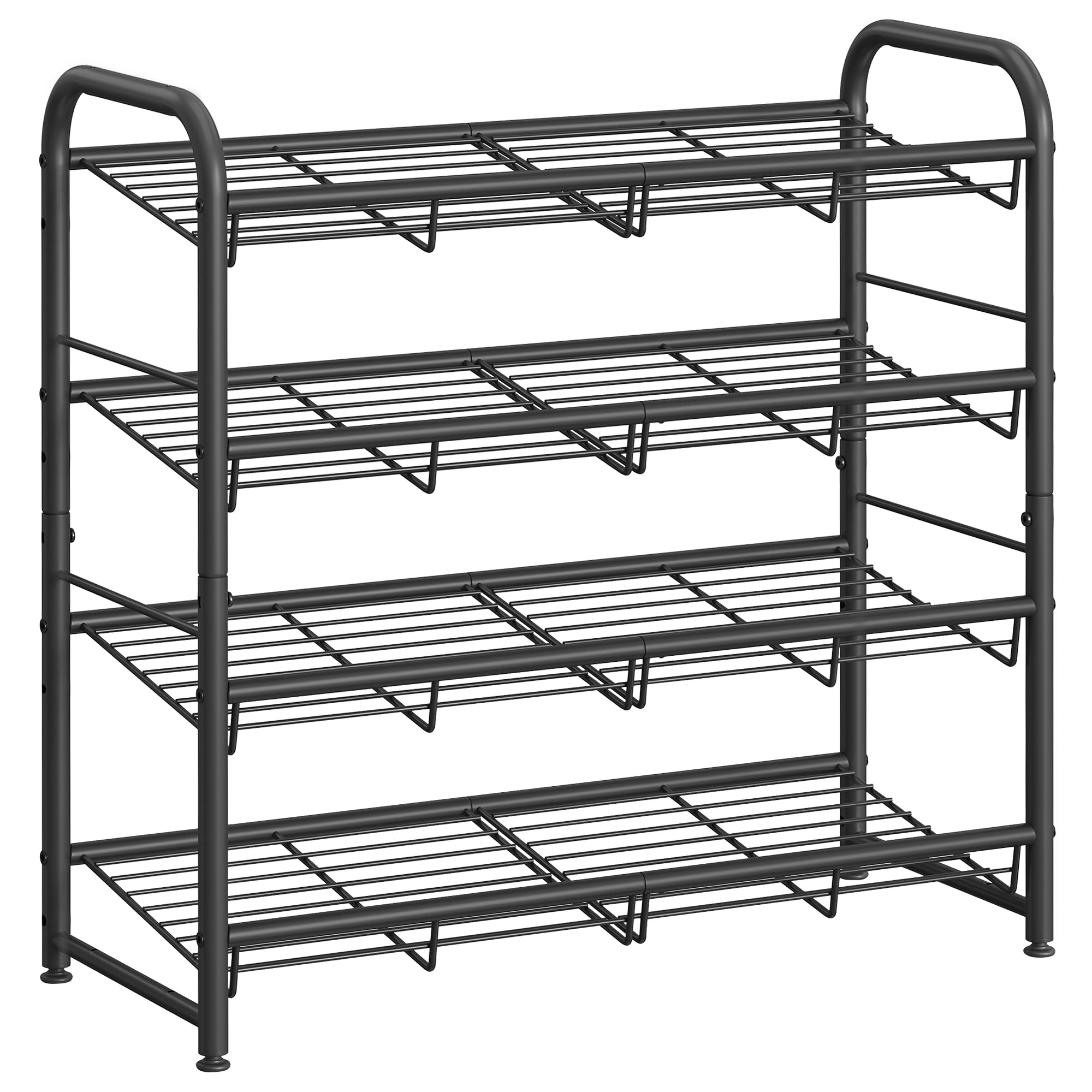 SONGMICS 4 Tier Stackable Shoe Rack - Metal Frame, Holds Up to 16 Pairs | Black