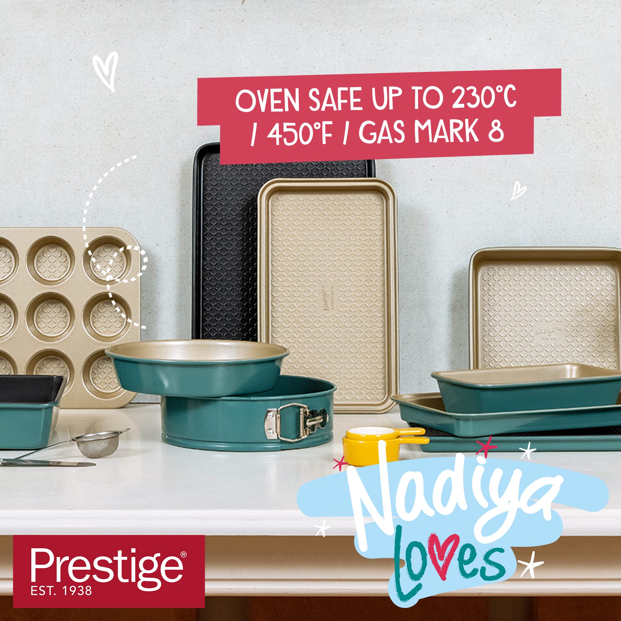 Prestige x Nadiya 23cm Springform Cake Tin - Non-Stick Gold Interior | Oven Safe Steel Bakeware 7