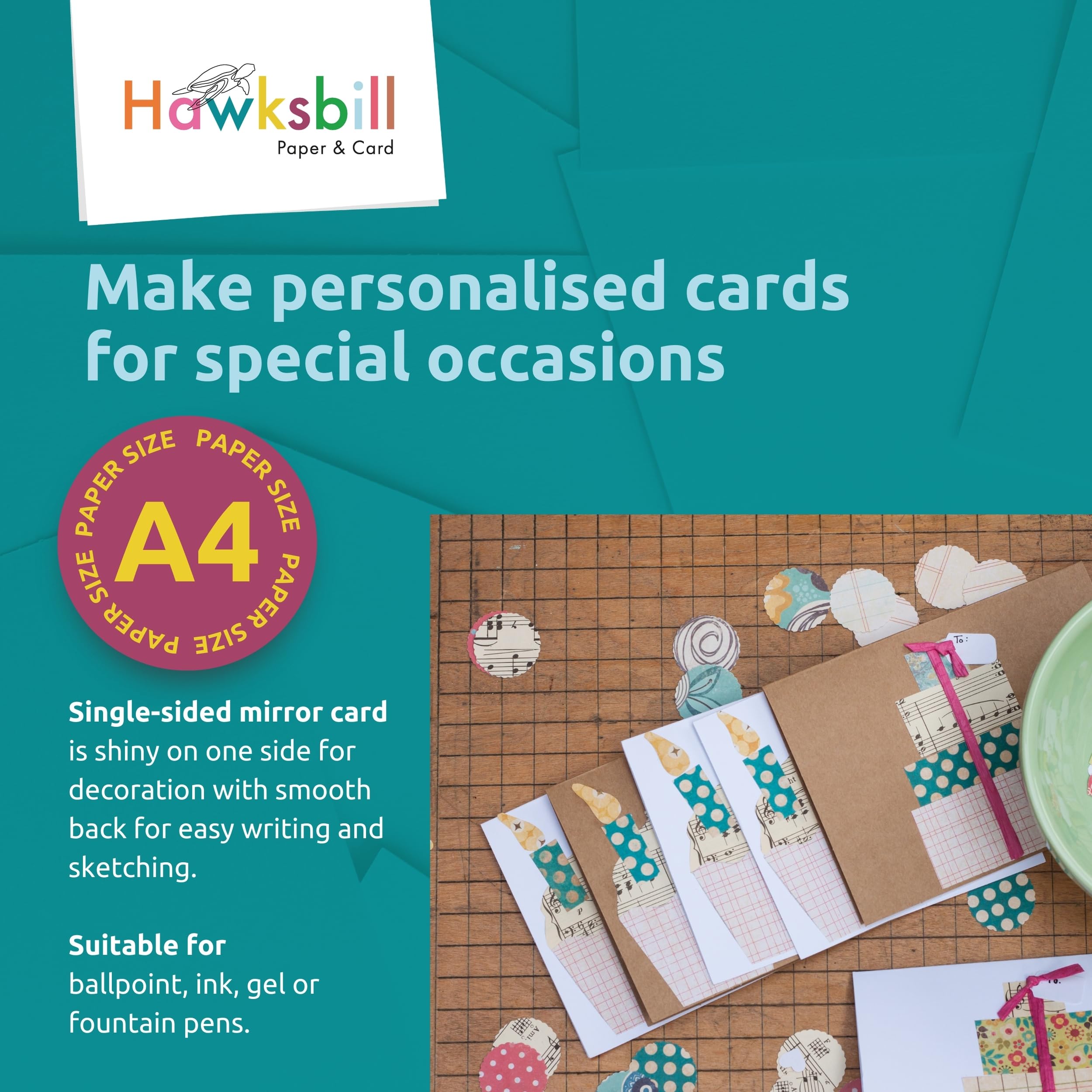 Hawksbill Silver Mirror Card Stock - 25 Sheets A4, 250 GSM Reflective Paper | Die Cutting Ready 8