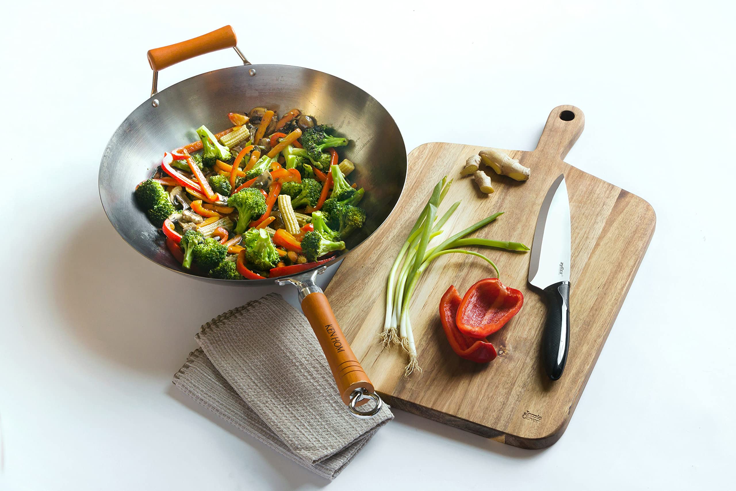 Ken Hom Excellence Carbon Steel Wok - 36cm | Induction Compatible | For 4-6 People