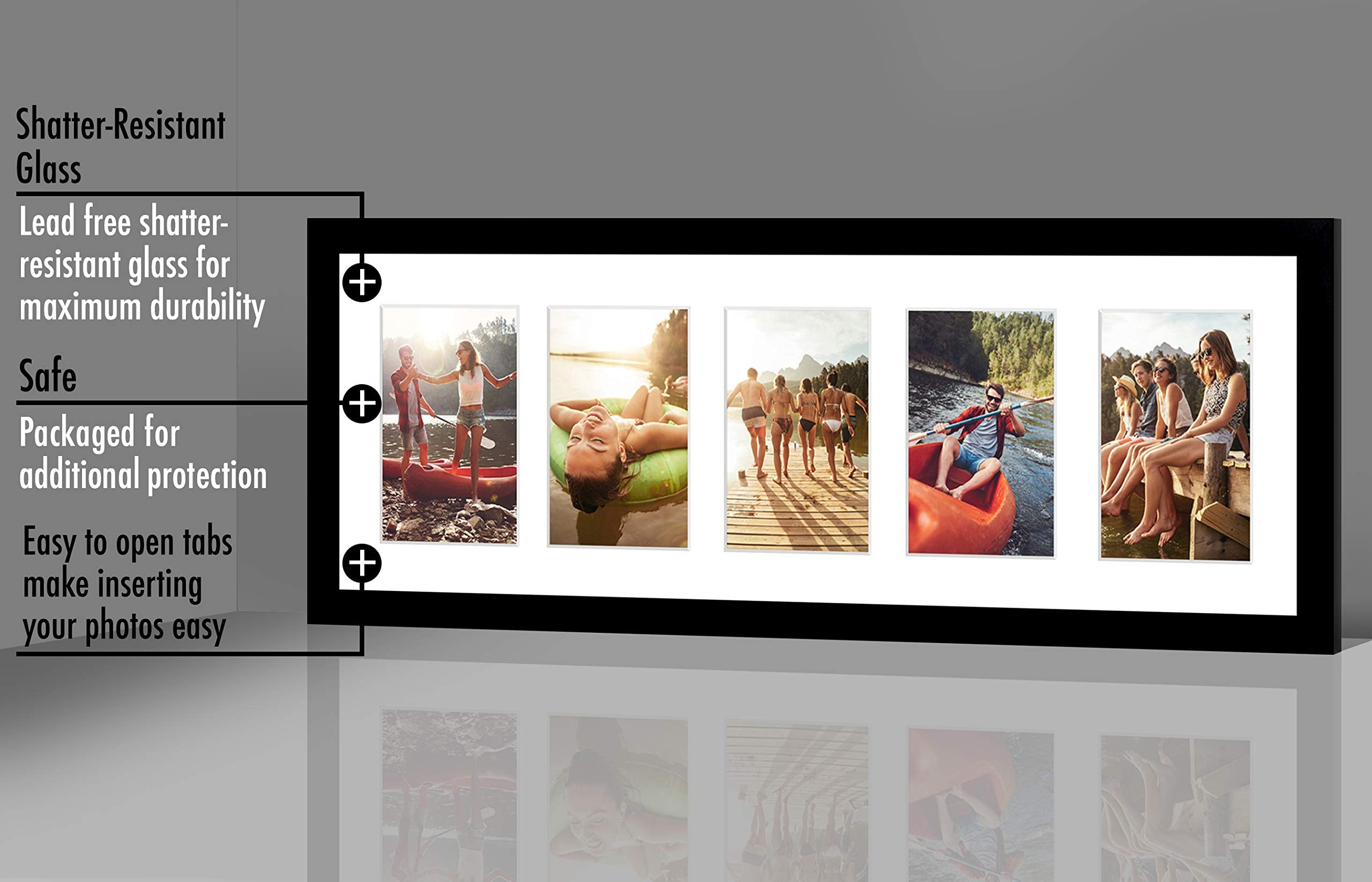 Americanflat Signature Collection 6x4 Collage Photo Frame - Black | Fits Five 4x6 Photos or One 8x24 Picture 4
