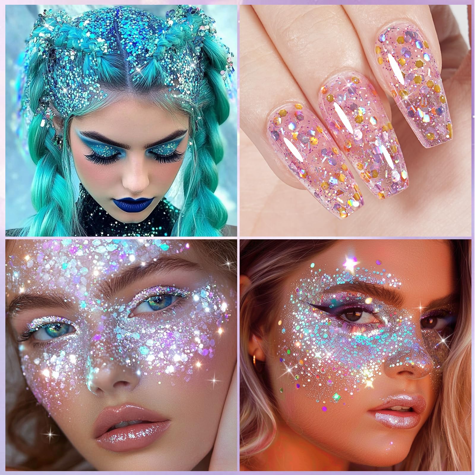 MOXYOY 12 Colour Chunky & Fine Glitter Mix Set for Face, Body, and Crafts | Cosmetic Grade PET 6