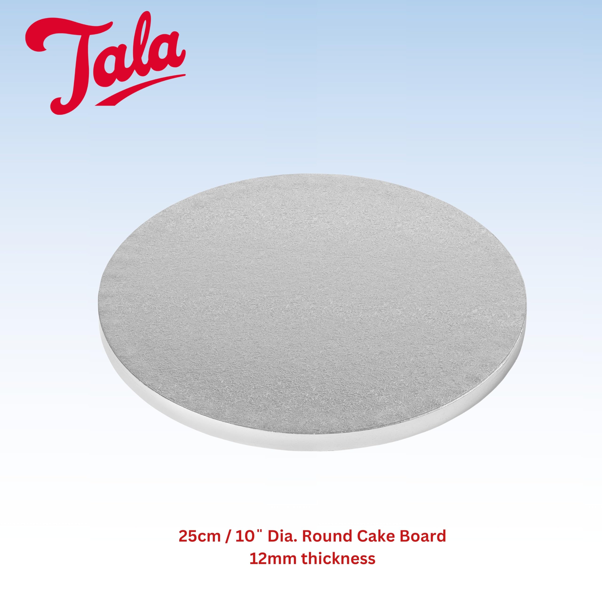 Tala 12 Inch Round Cake Drum | Extra Thick 12mm Support | Silver Embossed Foil Finish 3