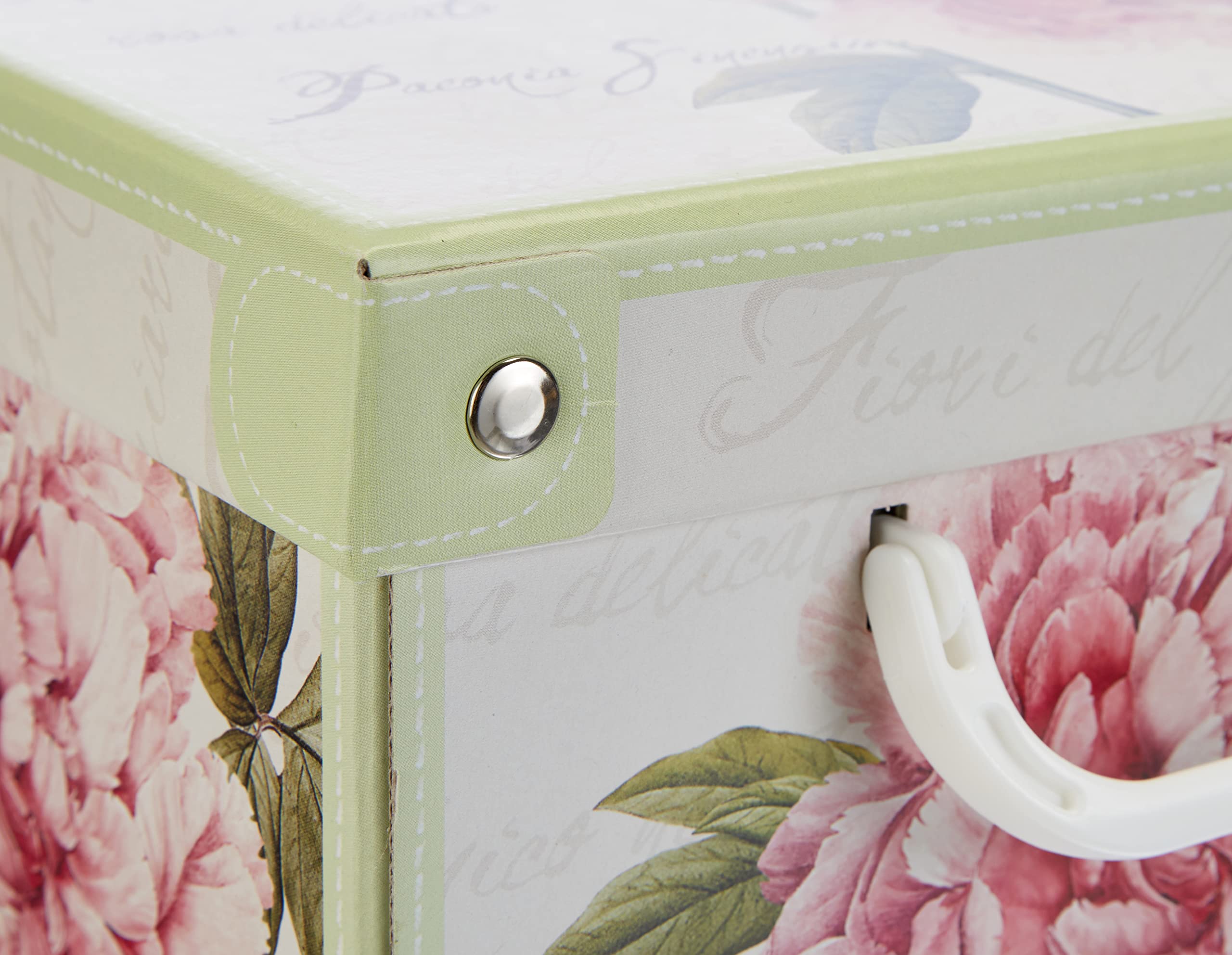 Lavatelli Kanguru Collection Midi Decorative Cardboard Storage Box with Handles | Peonies Design | 35x25x17.5 cm 4