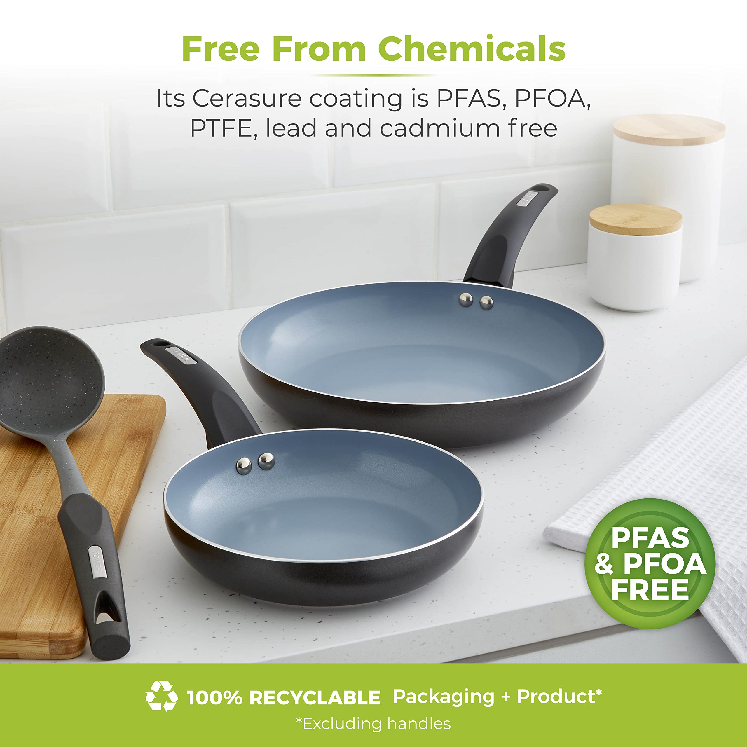 Tower T80300 Cerasure Induction Frying Pan Set - 2 Piece (20/28 cm) | Non-Stick Ceramic | Cool Handles 8