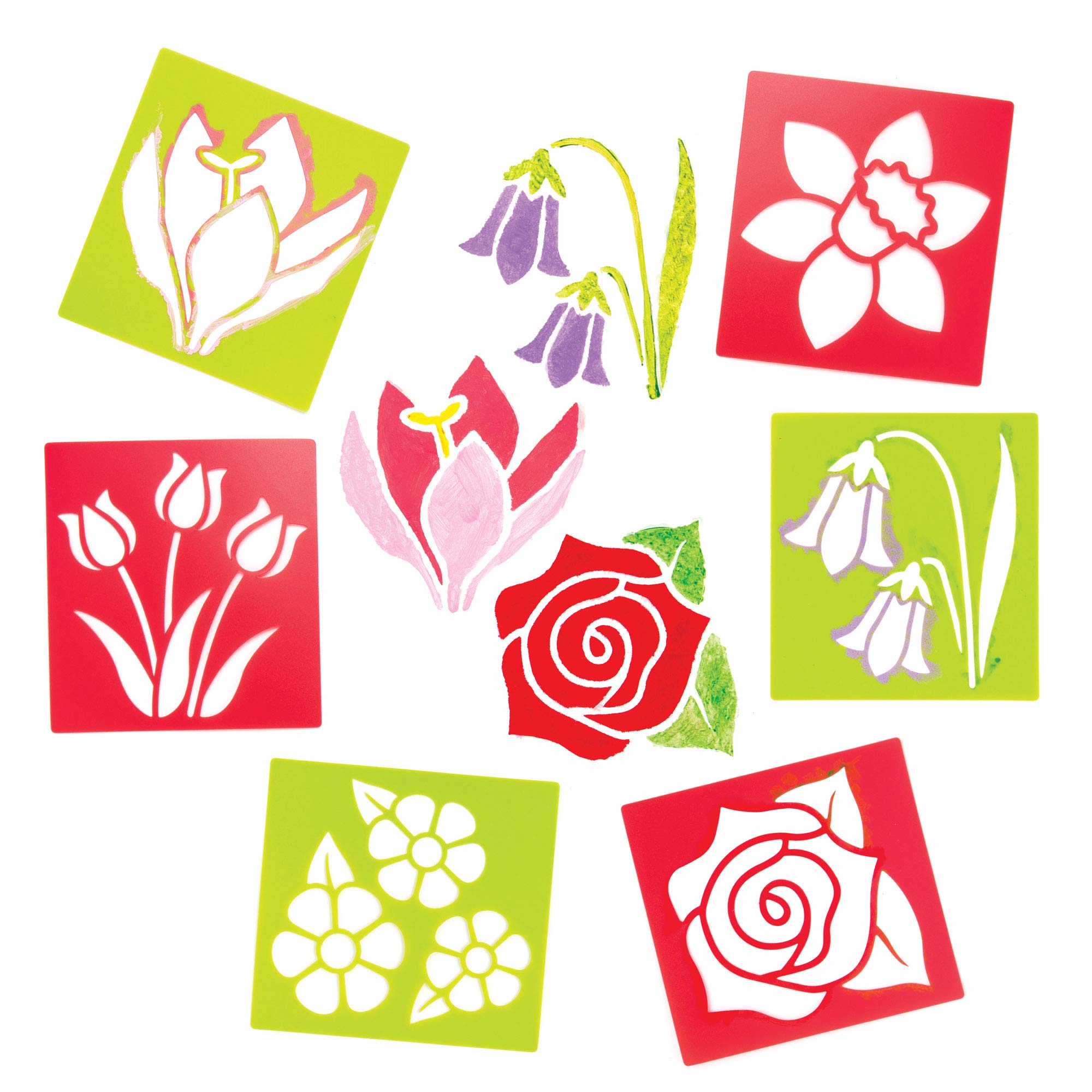 Baker Ross Flower Stencils - Pack of 6, Easter Crafts for Kids | 15cm x 14cm 1