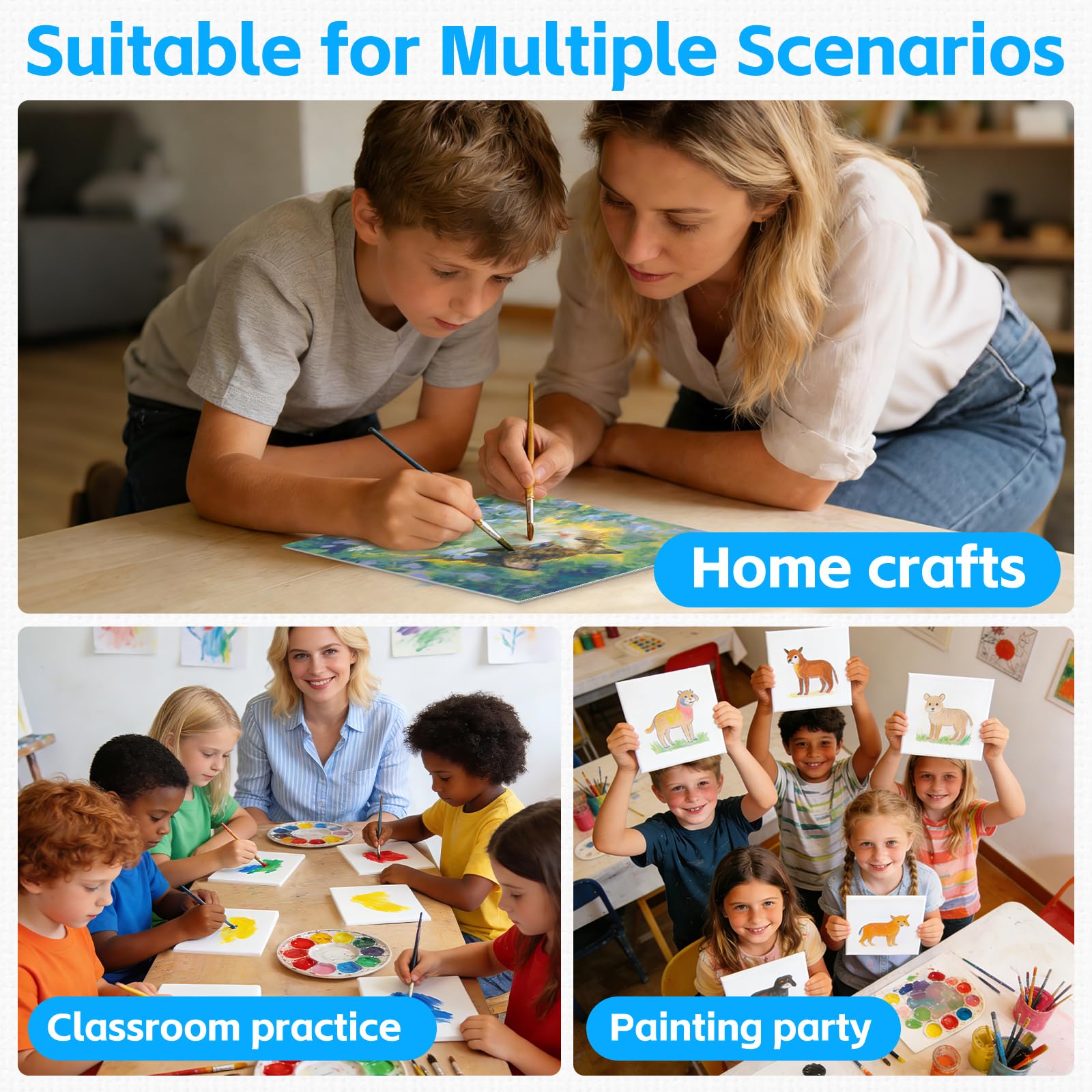 MOXYOY Canvas Panels for Painting - 6 Pcs Square, 20x20cm (8x8) | Acid-Free Cotton 4