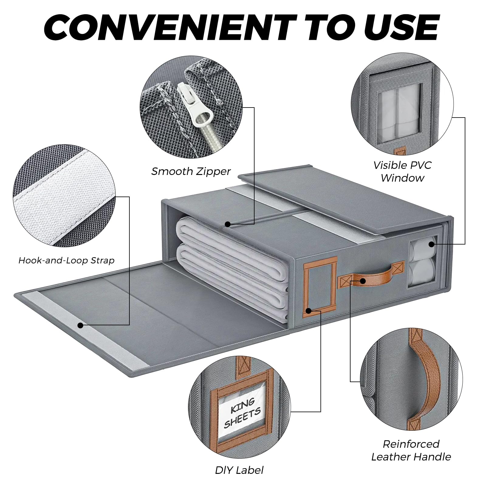 Woobroo 6 Pack Under-Bed Storage Organisers - Foldable Linen Boxes | Gray 4