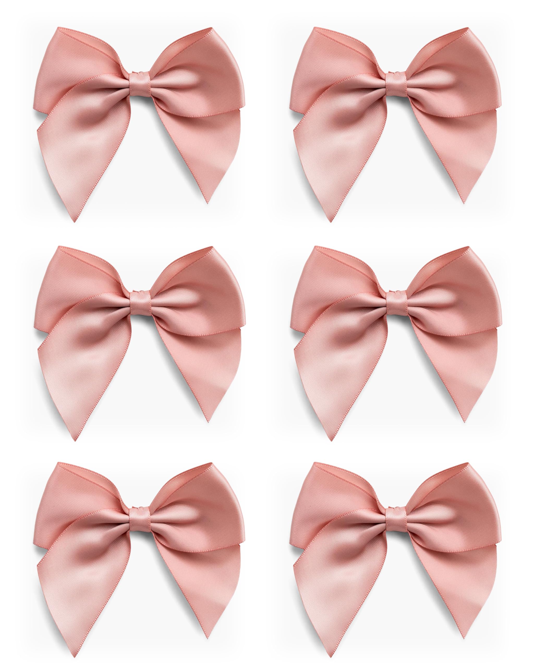 Italian Options Large Self-Adhesive Satin Ribbon Bows - 10 cm | 6 Pack | Rose Gold 1