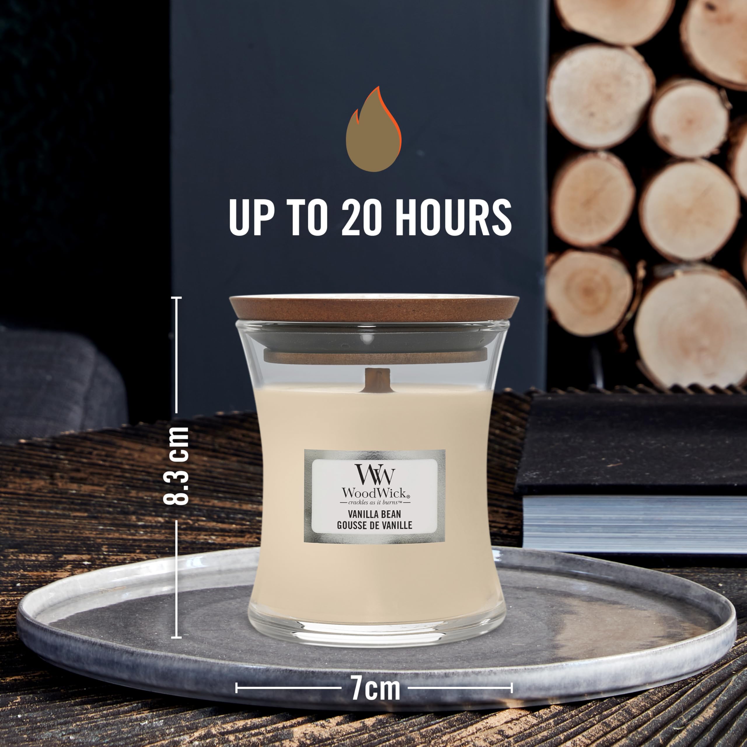 WoodWick Vanilla Bean Scented Specialty Candle | Crackling Wooden Wick | 85g Mini Hourglass 3