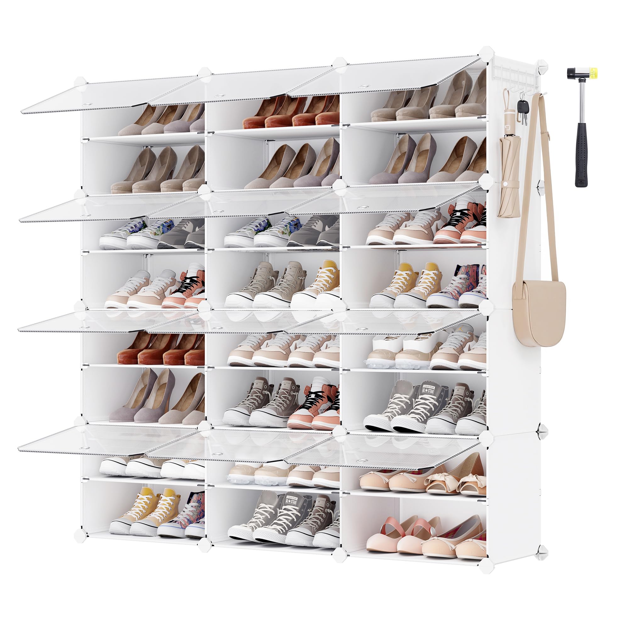 SONGMICS Modular Interlocking Shoe Rack - 12 Slots | Steel Frame | White 1