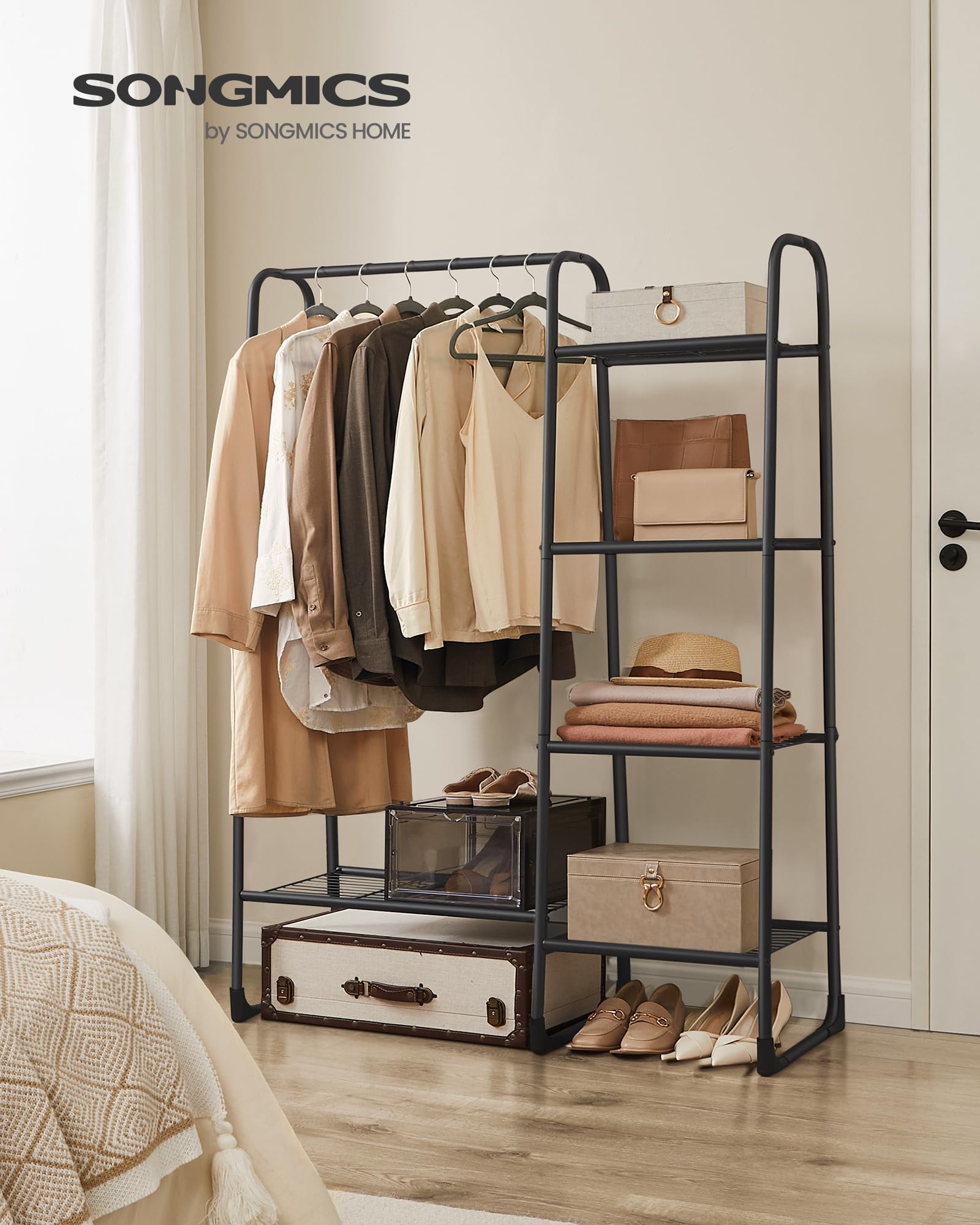 SONGMICS Freestanding Clothes Rack - 5 Shelves, Metal, Matte Black | 40 x 101.7 x 153.3 cm 3