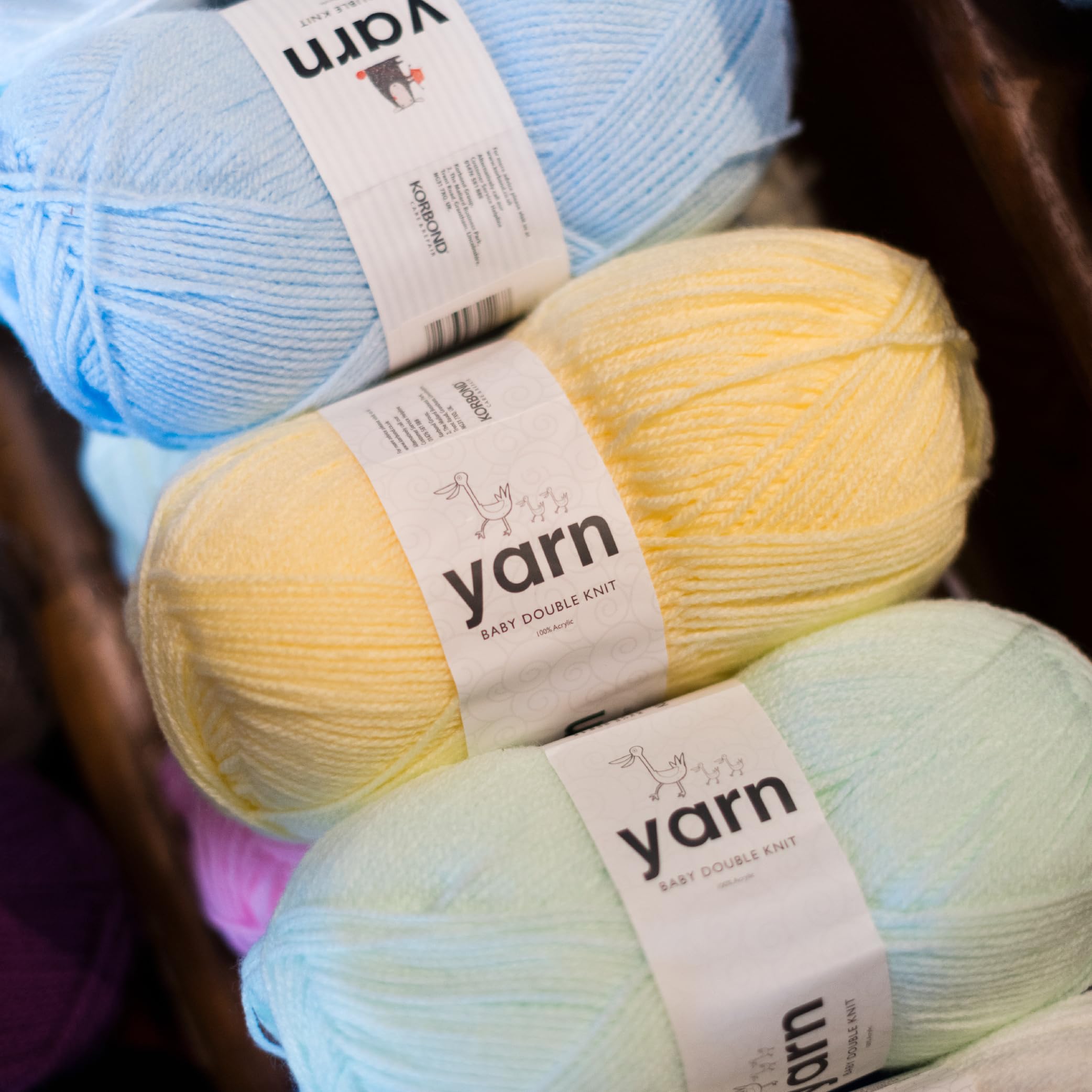 KORBOND DK Baby Blue Yarn - 100g Acrylic Wool | Hypoallergenic & Washable | Double Knit 4