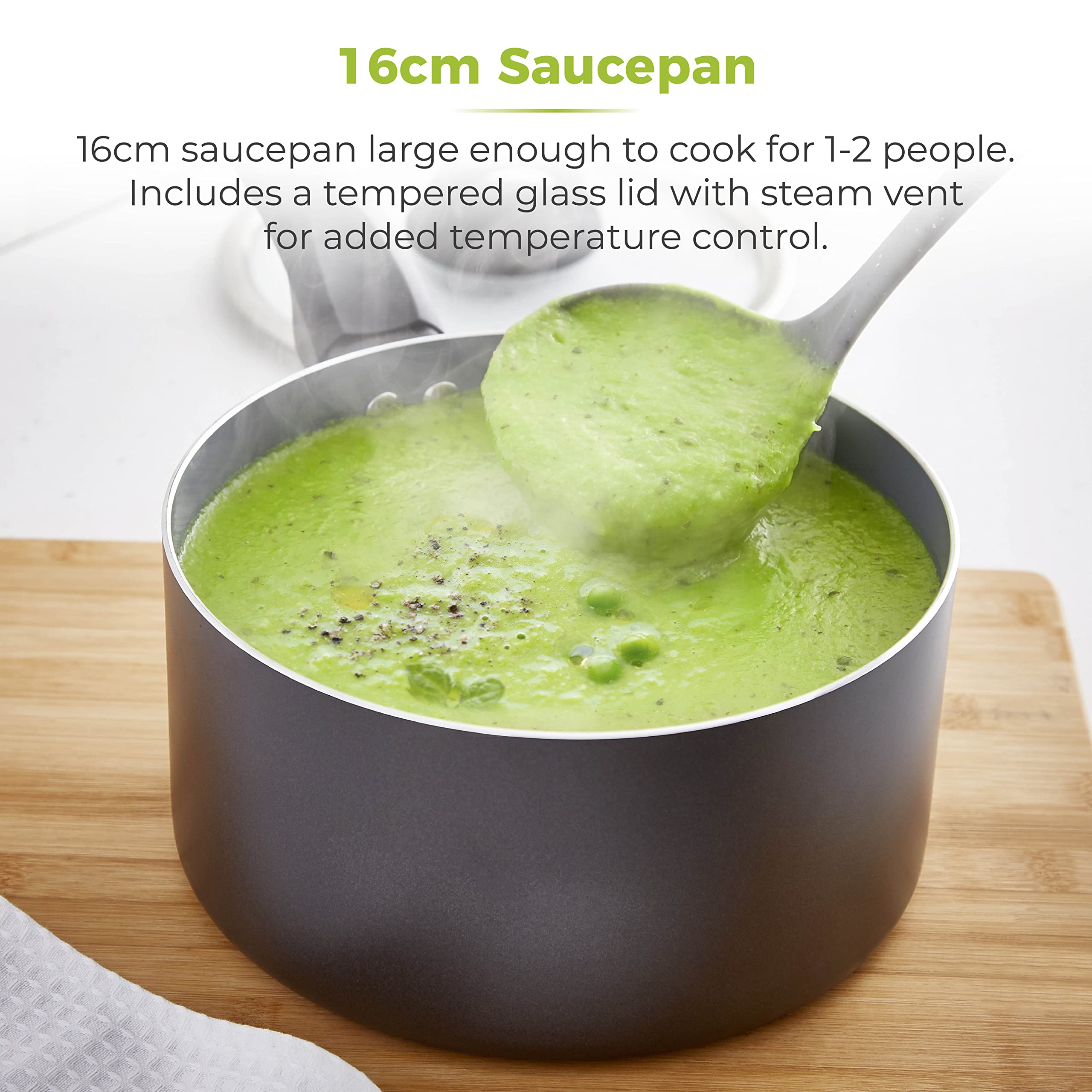 Tower Cerasure 16 cm Saucepan with Non-Stick Coating | Graphite | All Hobs Incl. Induction 3