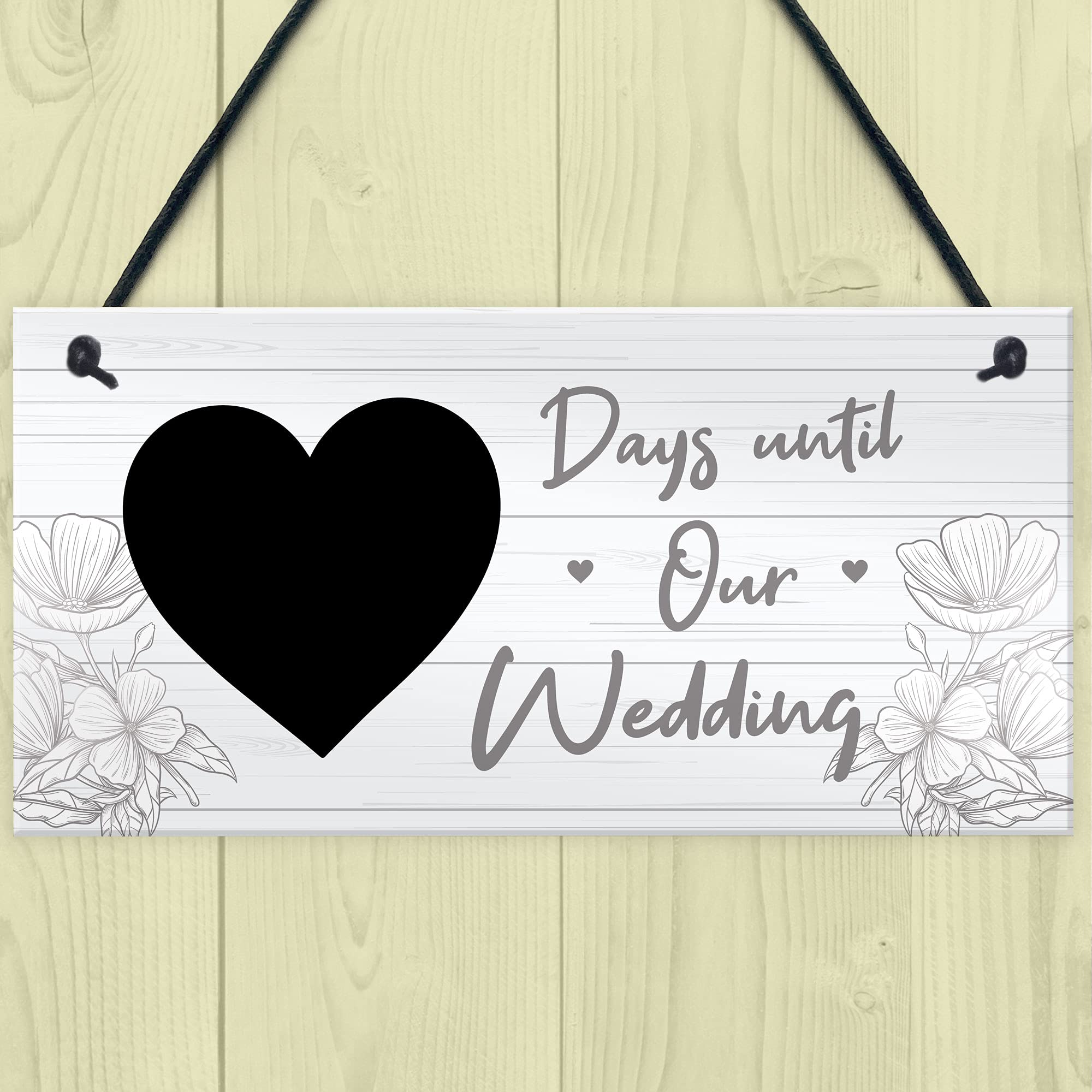 RED OCEAN Wedding Countdown Chalkboard Hanging Decor Sign | 20cm x 10cm PVC | Handmade in England 5