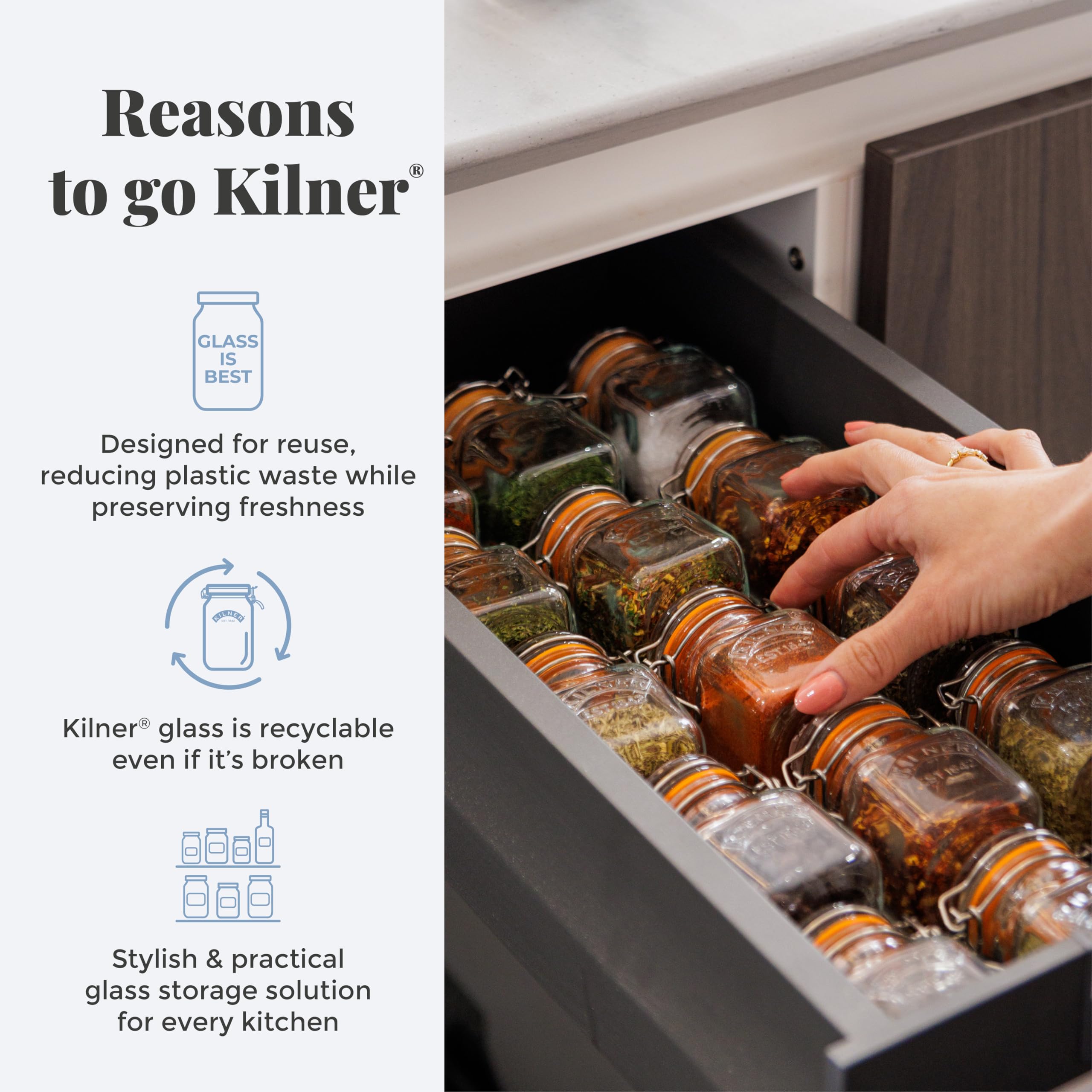 Kilner Seasoning Grinder - 250ml Glass Jar with Ceramic Grinder for Salt & Pepper 8