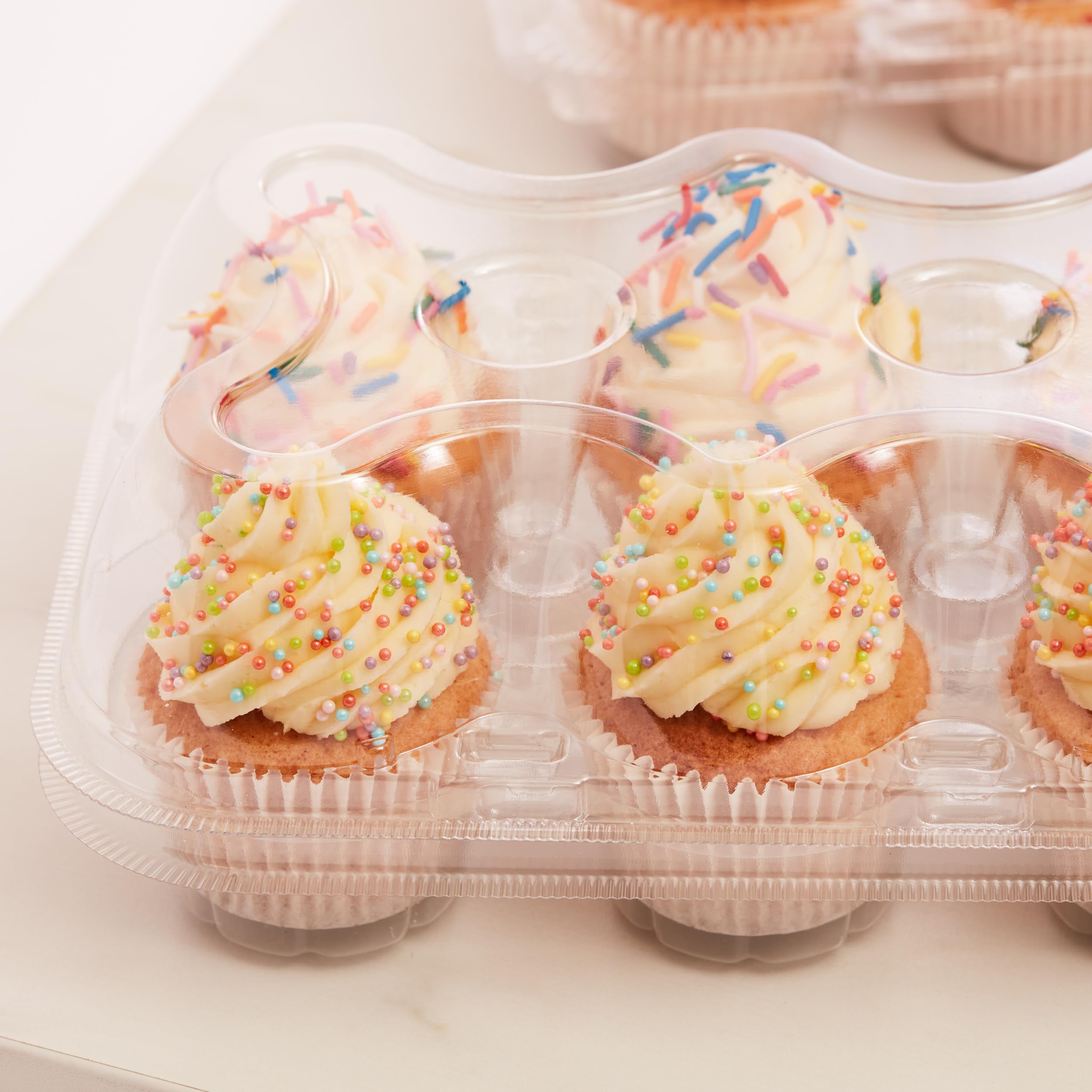 PME Pack of 3 Reusable Plastic Cupcake Containers - 12 Cavities Each | Stackable | BPA-Free 5