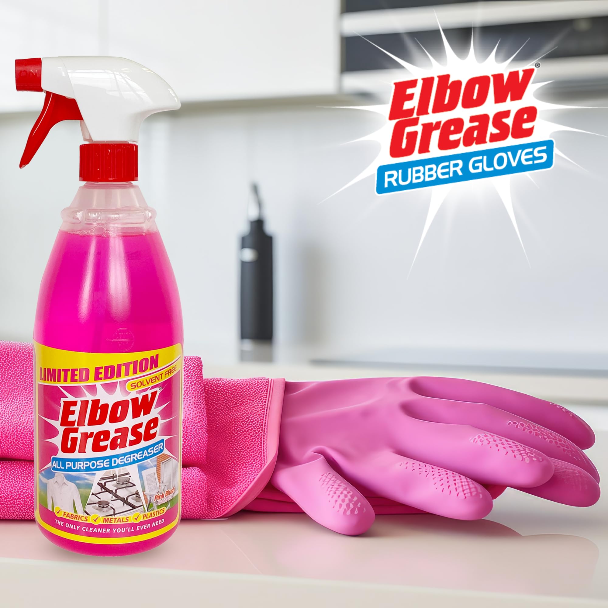 Elbow Grease Pink Rubber Gloves - Super Strong & Cotton Lined | Size L 4