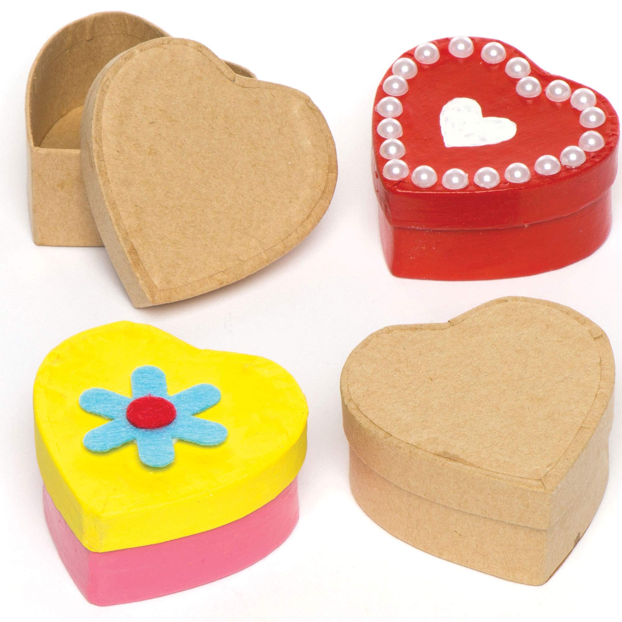 Baker Ross Heart Shaped Craft Boxes for Kids Painting & Decorating | Pack of 8 | 50mm 1
