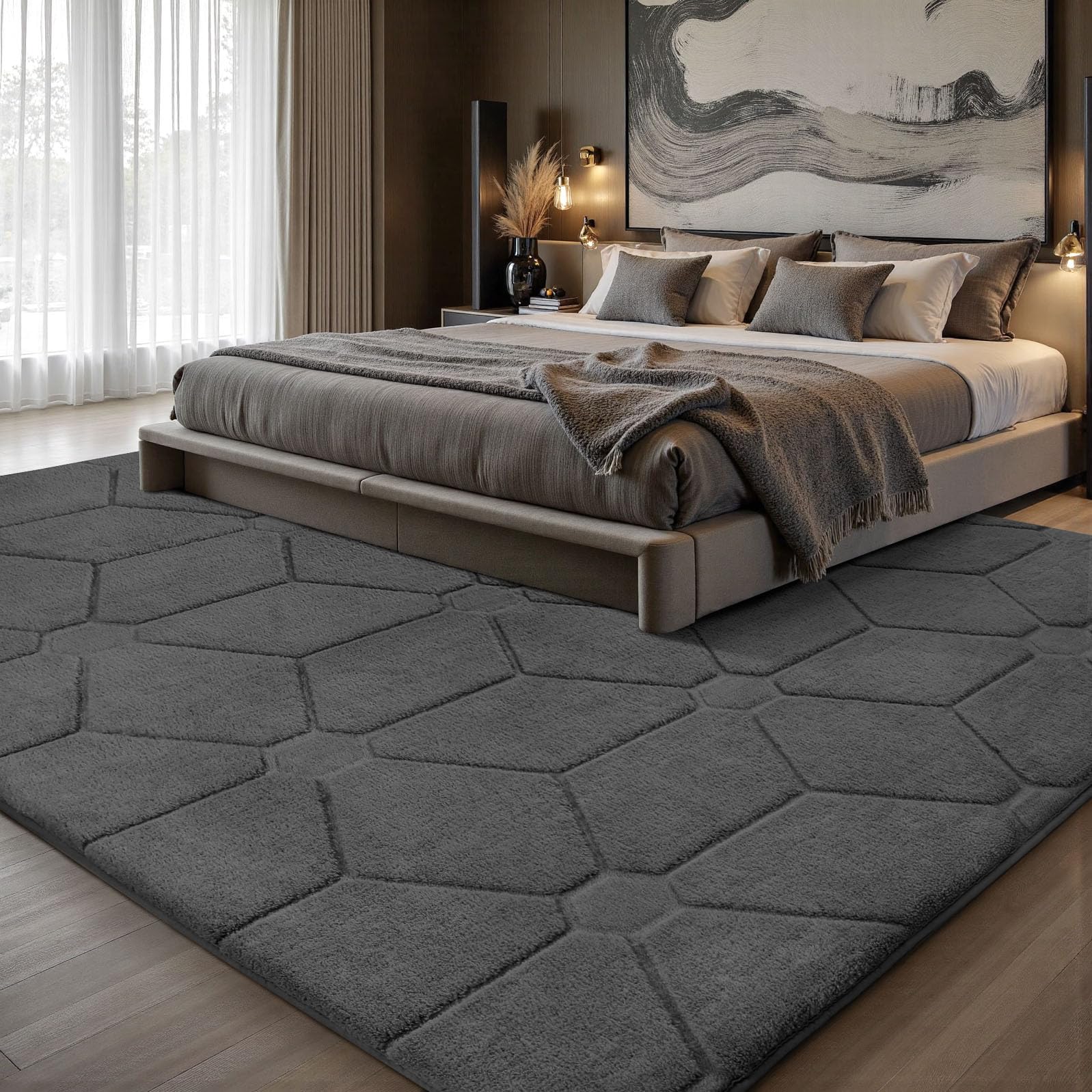 Sour Lemon Area Rug - Super Soft Coral Fleece | 160 x 230 cm | Dark Gray 6