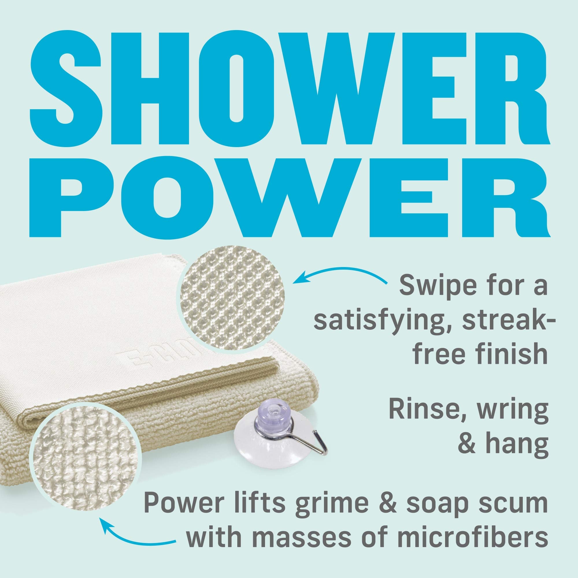 E-Cloth Shower Cleaning Set - Microfibre Cloths for 99% Grime Removal | 2 Cloth Set | Ivory 4