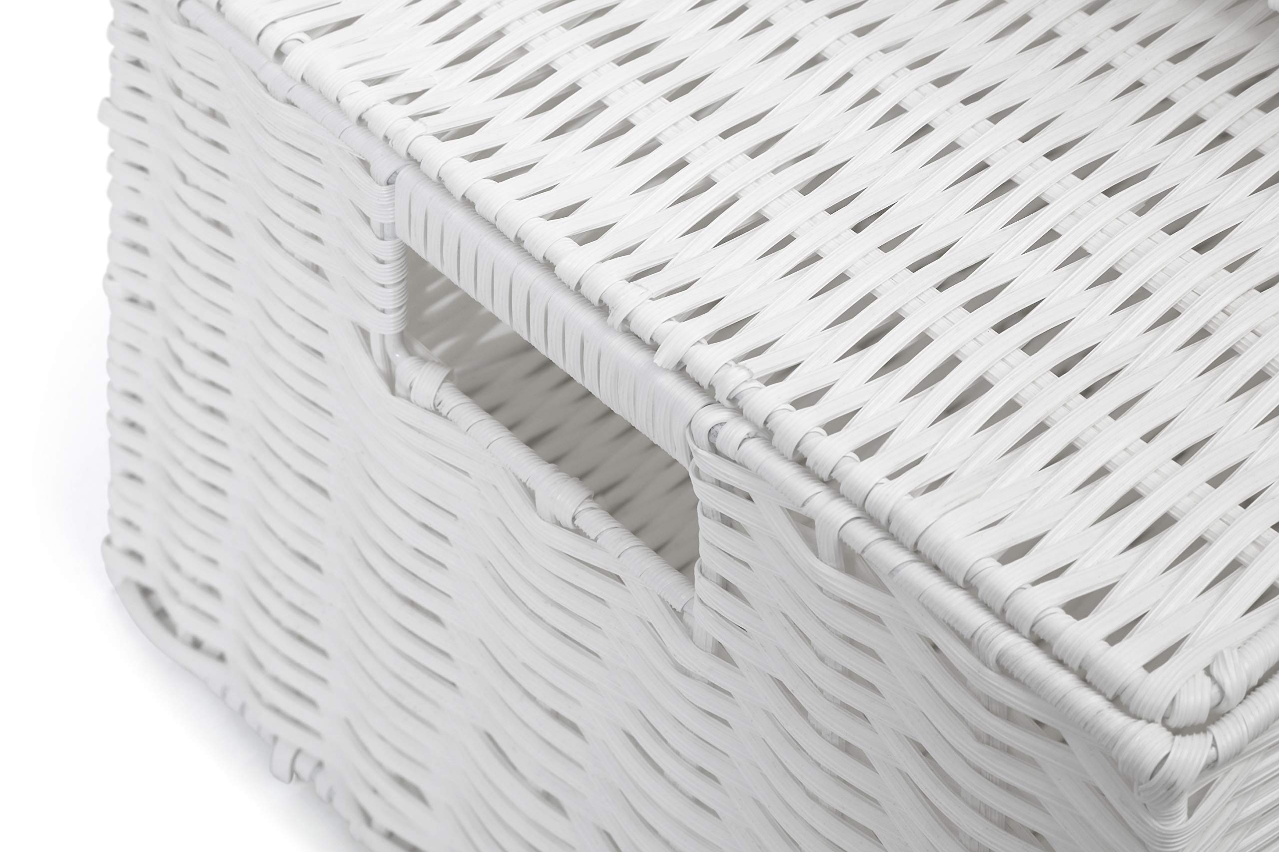 ARPAN Large White Resin Woven Shelf Basket with Lid and Lock | W36cm x D28cm 6