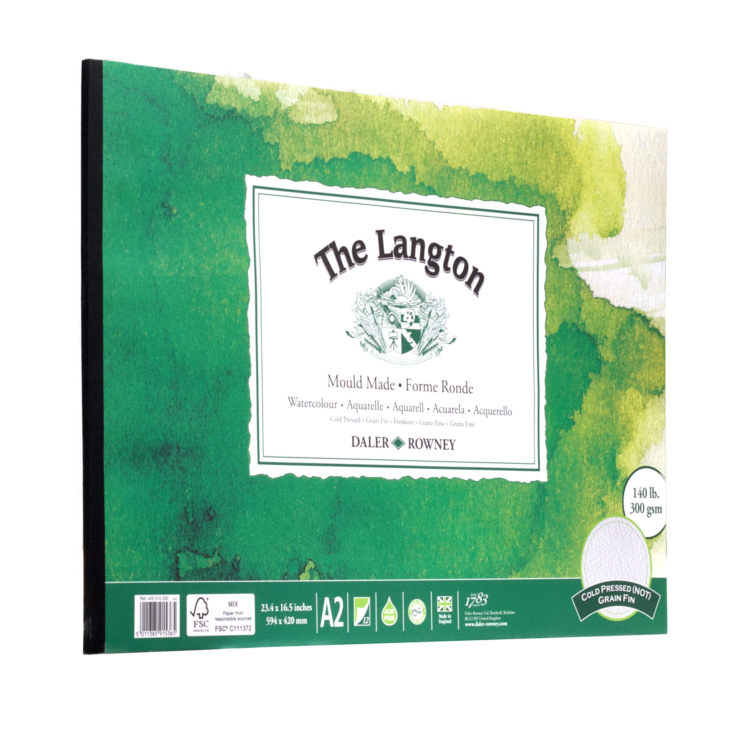Daler Rowney The Langton Cold-Pressed Watercolour Paper Pad | A2 | 300gsm 4