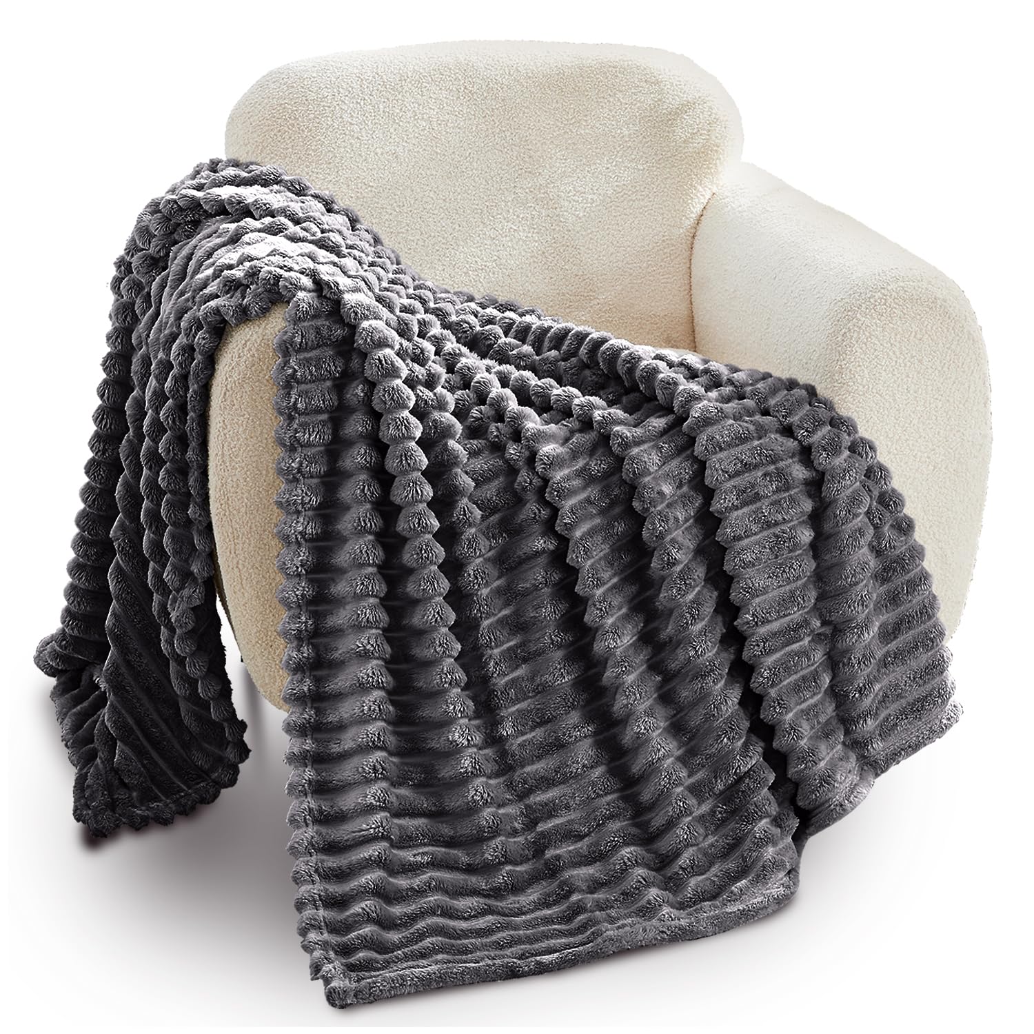 GC GAVENO CAVAILIA Fleece Throw Blanket - Luxurious Warmth | Double 150x200 cm | Charcoal 1