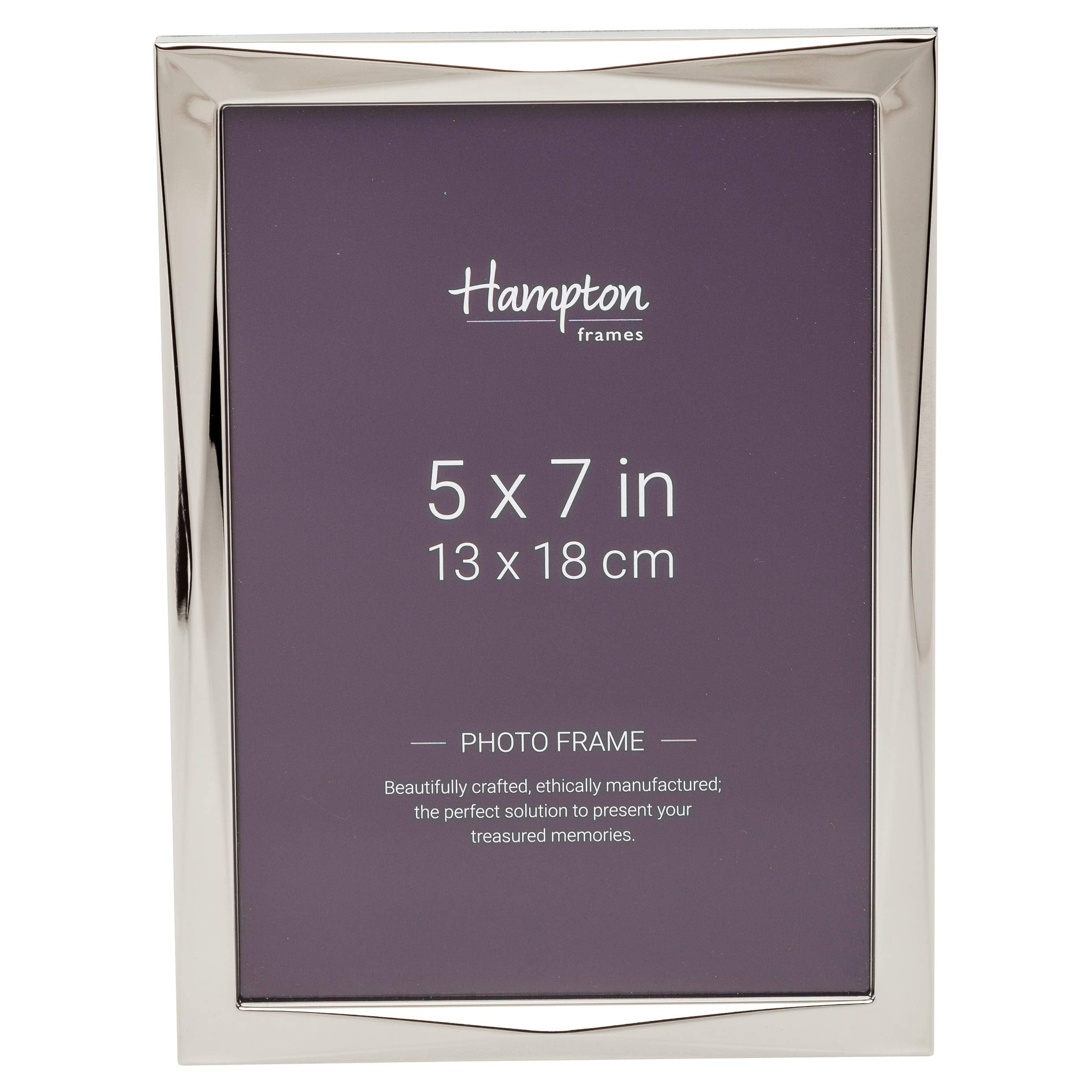 Hampton Frames Silver Photo Frame - 5x7 (13x18cm) | Polished Nickel Finish | Freestanding 1