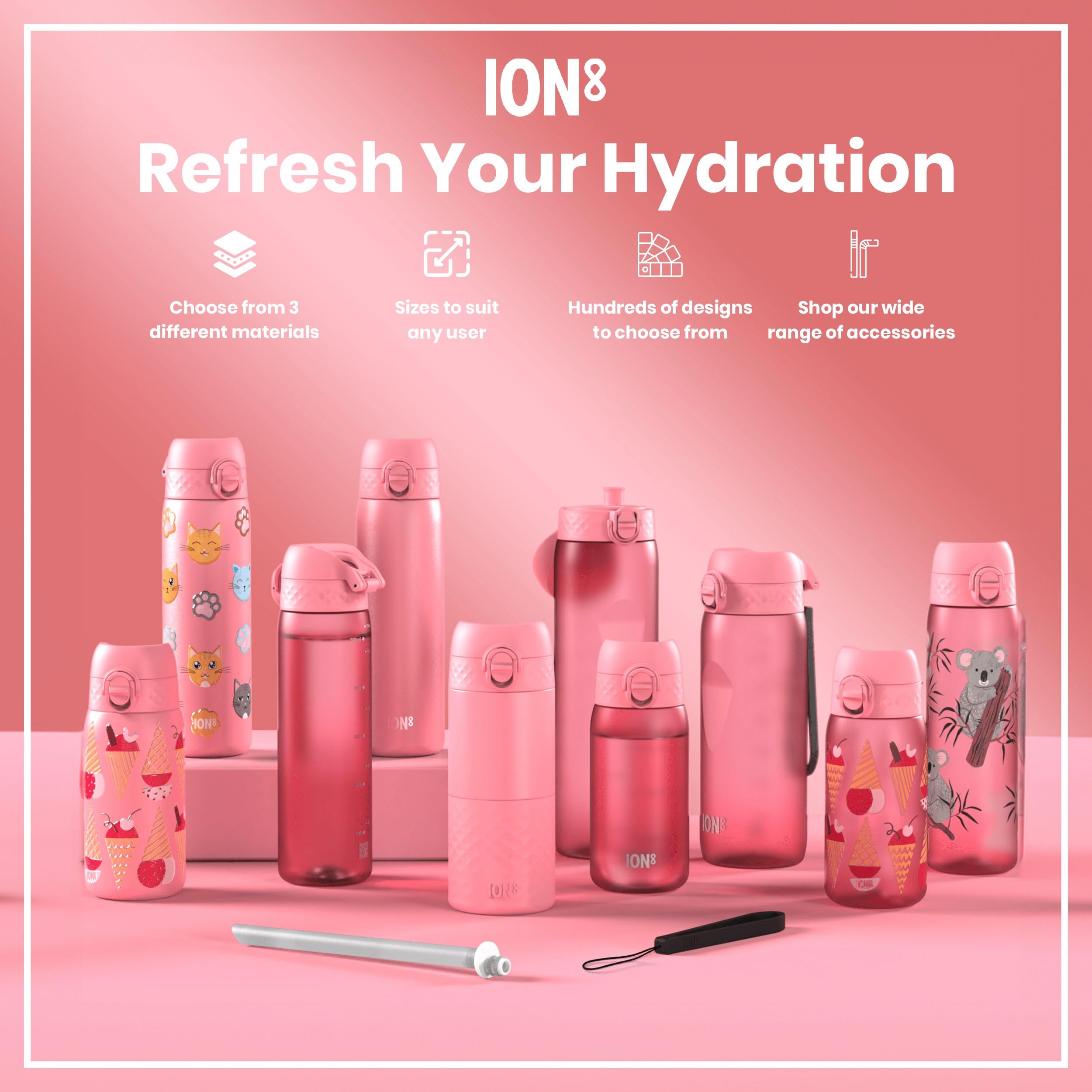 Ion8 Hotshot Insulated Travel Mug - 360 ml, Rose Bloom, Leak Proof, Dishwasher Safe 8