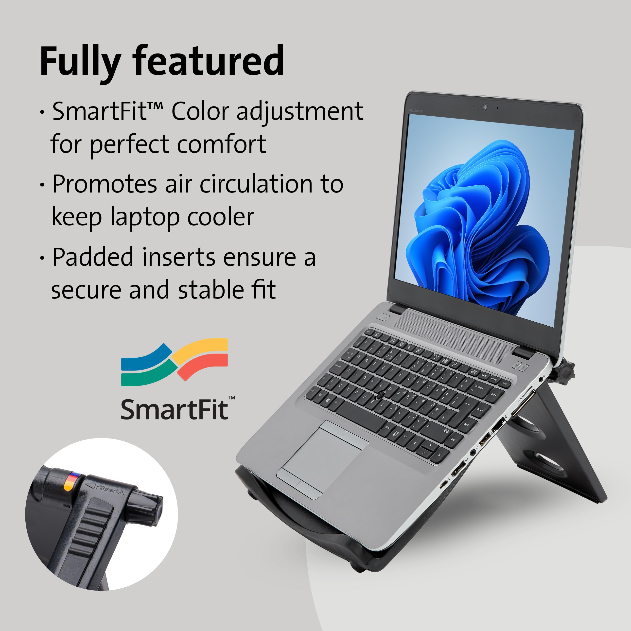 Kensington Easy Riser Portable Ergonomic Laptop Cooling Stand - Adjustable up to 50° Tilt | Fits 12"-17" Laptops | Black 3
