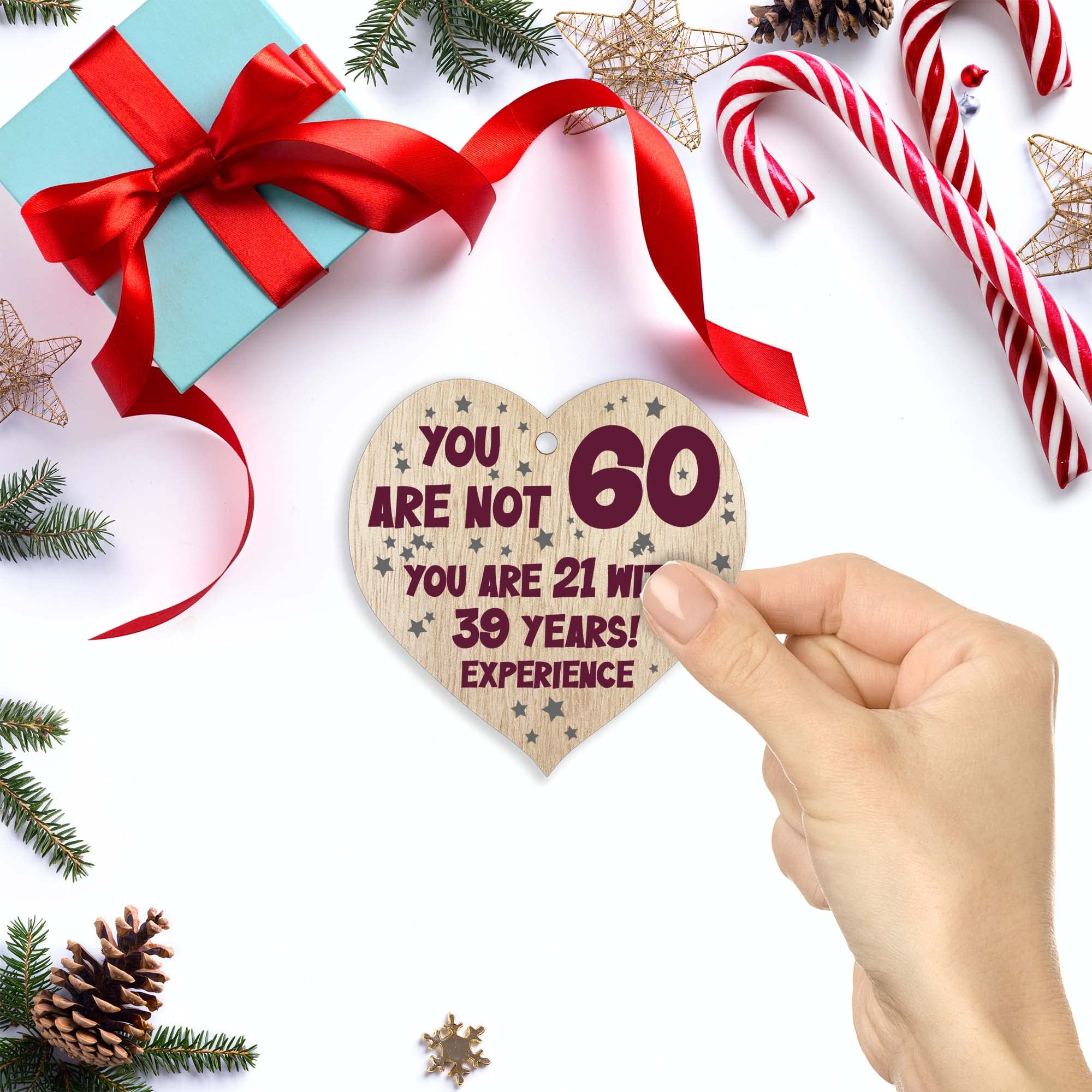 Stuff4 Wooden Heart Plaque - 60th Birthday Gift for Women & Men | Light Wood Keepsake | Made in the UK 3