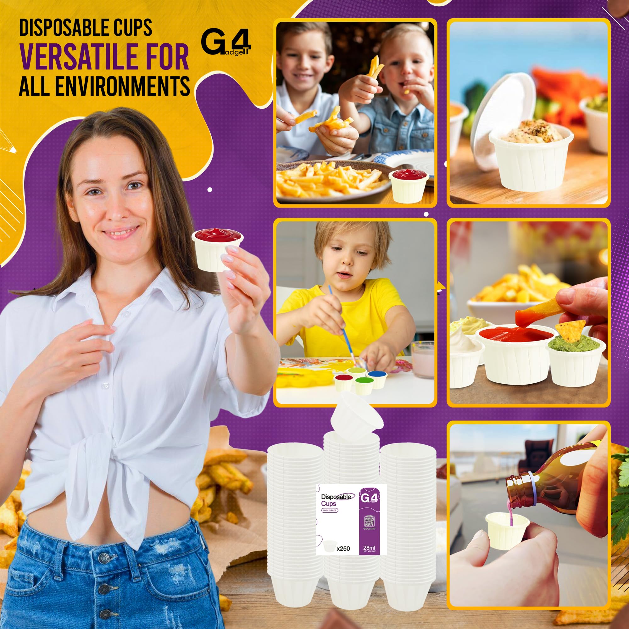 G4GADGET 250x Wax Paper Medicine Pots - 28ml Fluid Resistant Disposable Cups 8