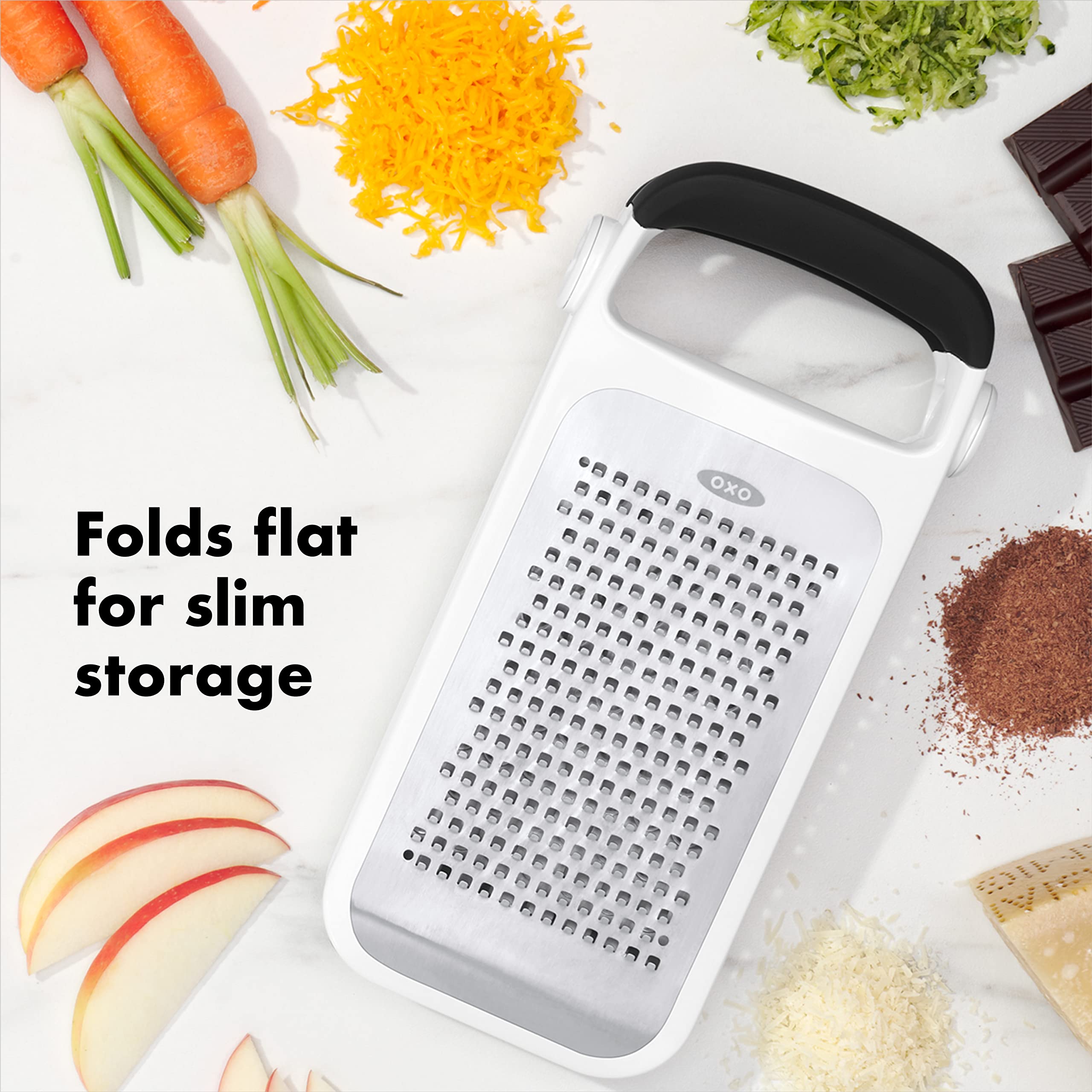 OXO Good Grips Etched Two-Fold Grater - Dual-Blade Coarse & Medium Grating | Foldable Storage 6