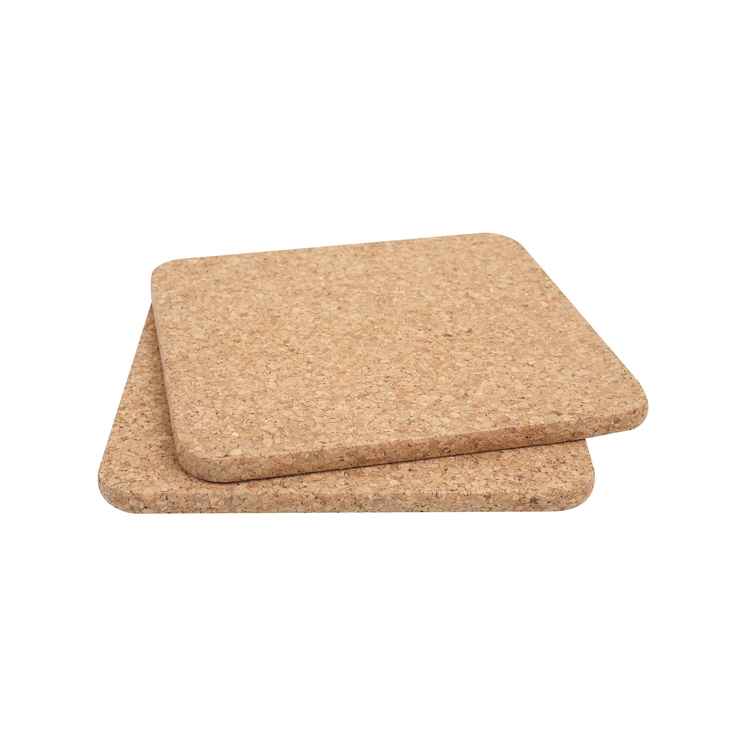 T&G FSC Certified Cork Square Pot Stands/Surface Protectors - Set of 2 | 20 x 20 x 0.9 cm