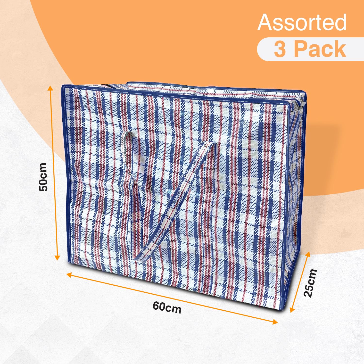 ANSIO Large Laundry Bags - Pack of 3 Assorted Reusable Storage Bags | 60x25x50 cm 3