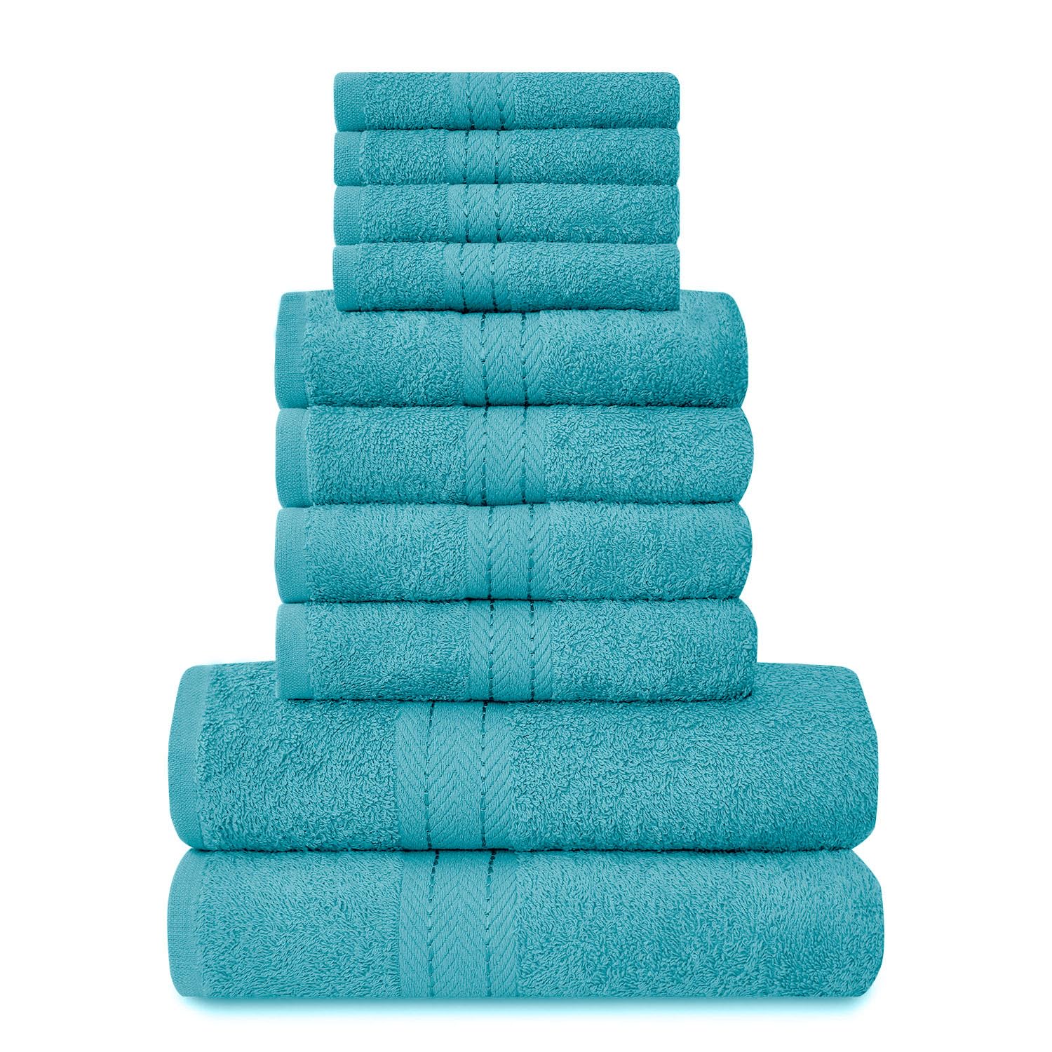 GC GAVENO CAVAILIA 10 Piece Cotton Towel Set - 450 GSM | Quick Drying Teal Bale 1