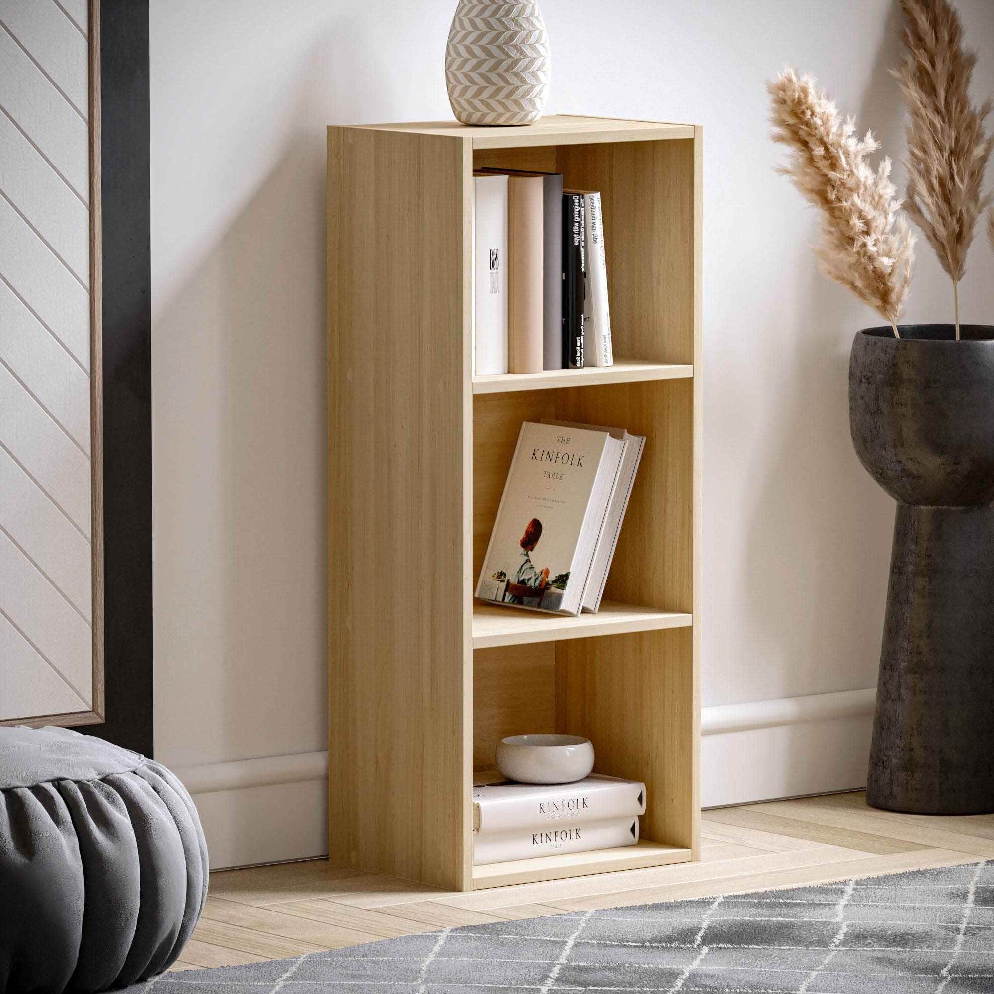 Vida Designs Oxford 3 Tier Cube Bookcase - Oak Wood Shelving Unit | H 80 x W 32 x D 24 Cm 6