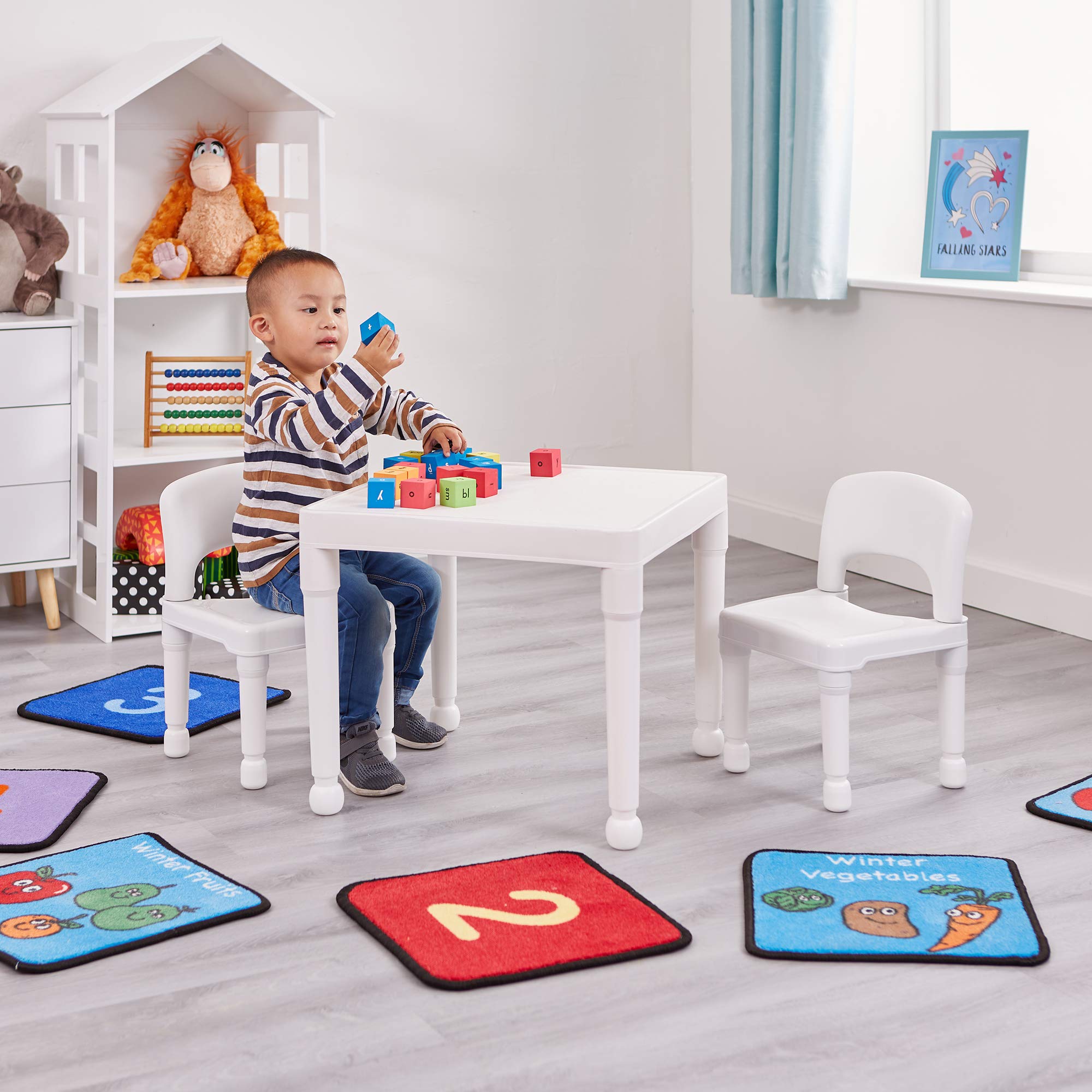 Liberty House Toys Plastic Table and Two Chair Set White | Ages 2+ | Simple Assembly 3